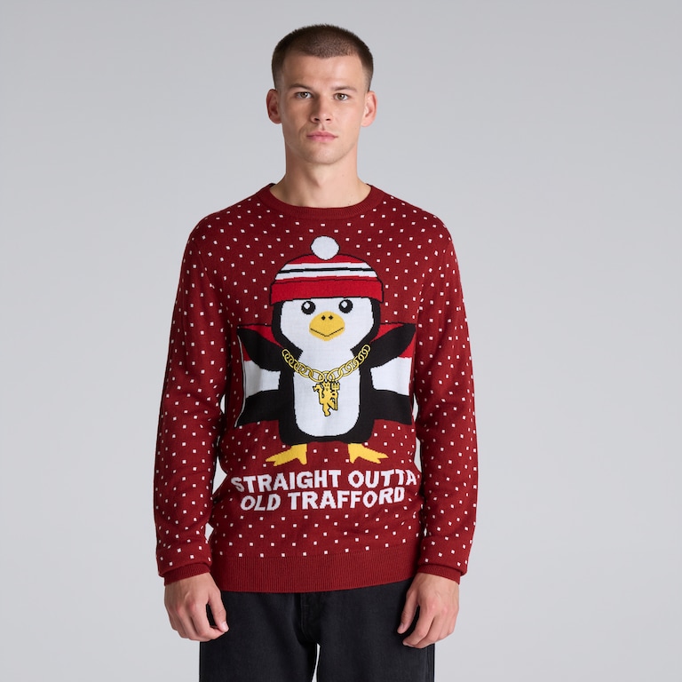 Manchester United Straight Outta Old Trafford Christmas Jumper Red