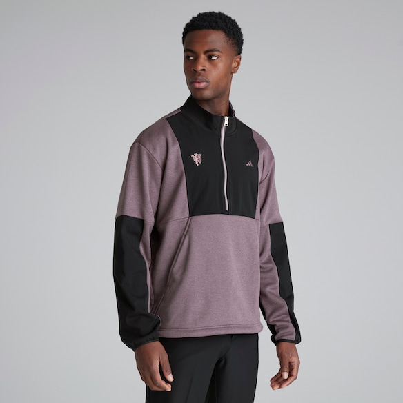 Manchester United x adidas Mens Golf Go-To DWR Hybrid 1/2 Zip Sweatshirt Purple Purple