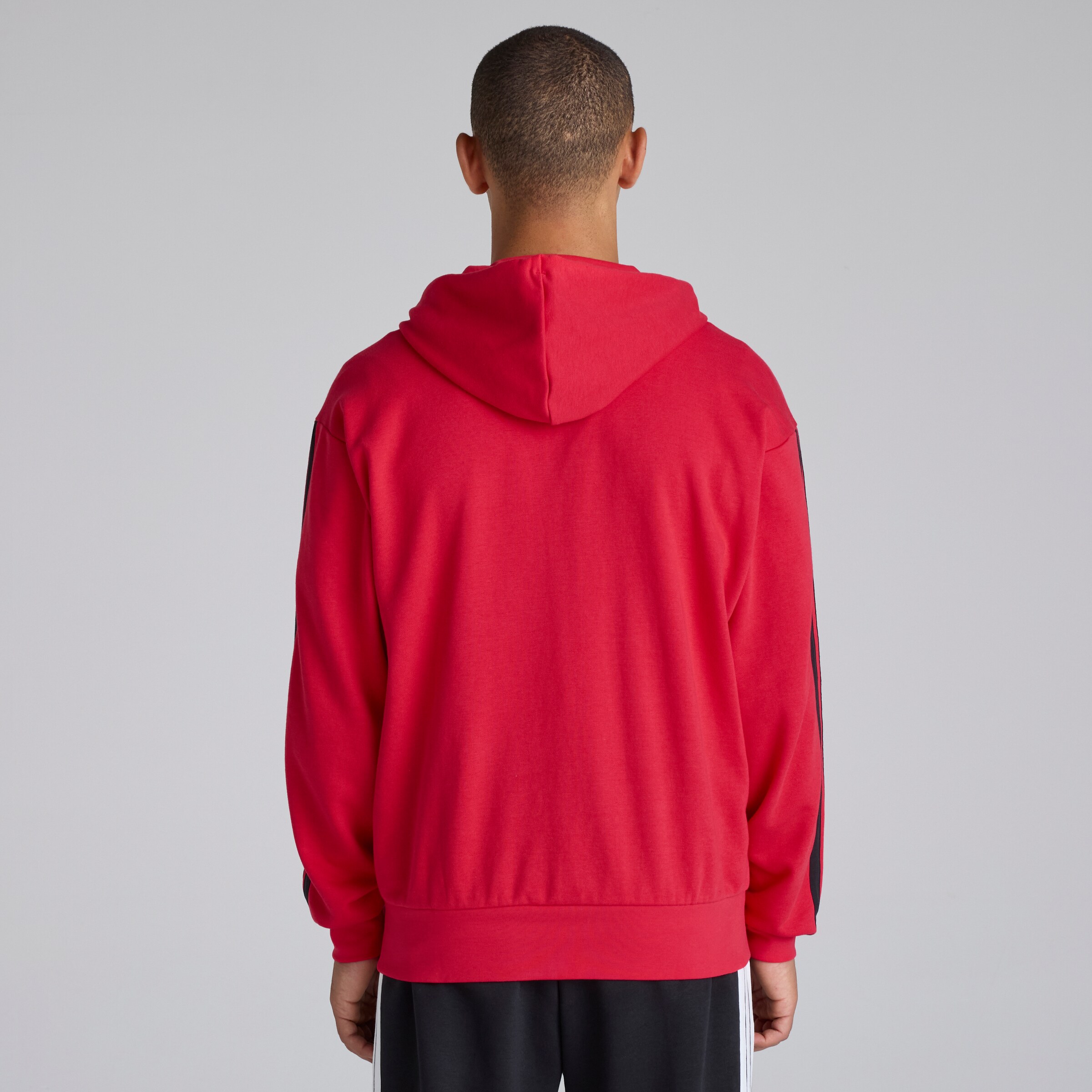 Manchester United x adidas Essentials 3-Stripes Full-Zip Hoodie Red Rouge Détail [2-6]