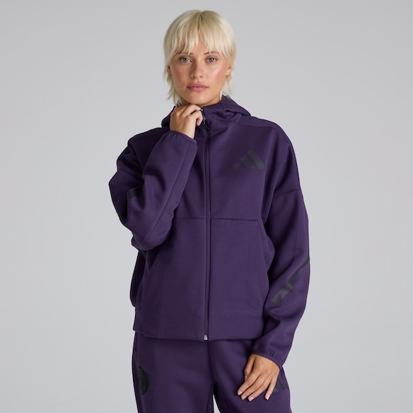 Manchester United x adidas Womens Z.N.E. Full-Zip Hoodie Purple Purple
