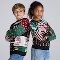 Manchester United Kids Christmas Patchwork Jumper Black