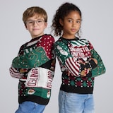 Manchester United Kids Christmas Patchwork Jumper Black