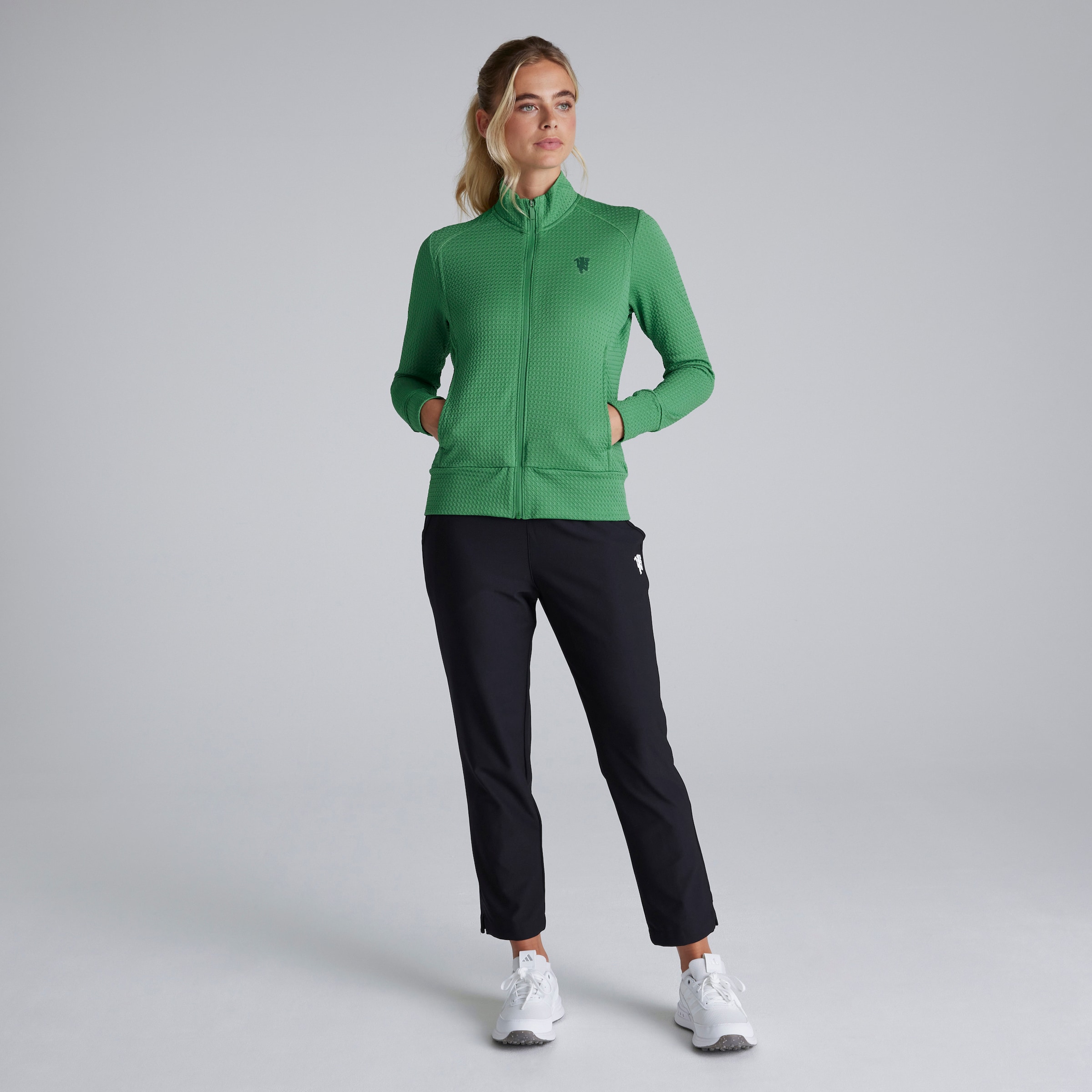 Manchester United x adidas Womens Golf Ultimate365 Textured Jacket Green Green Detail [3-5]