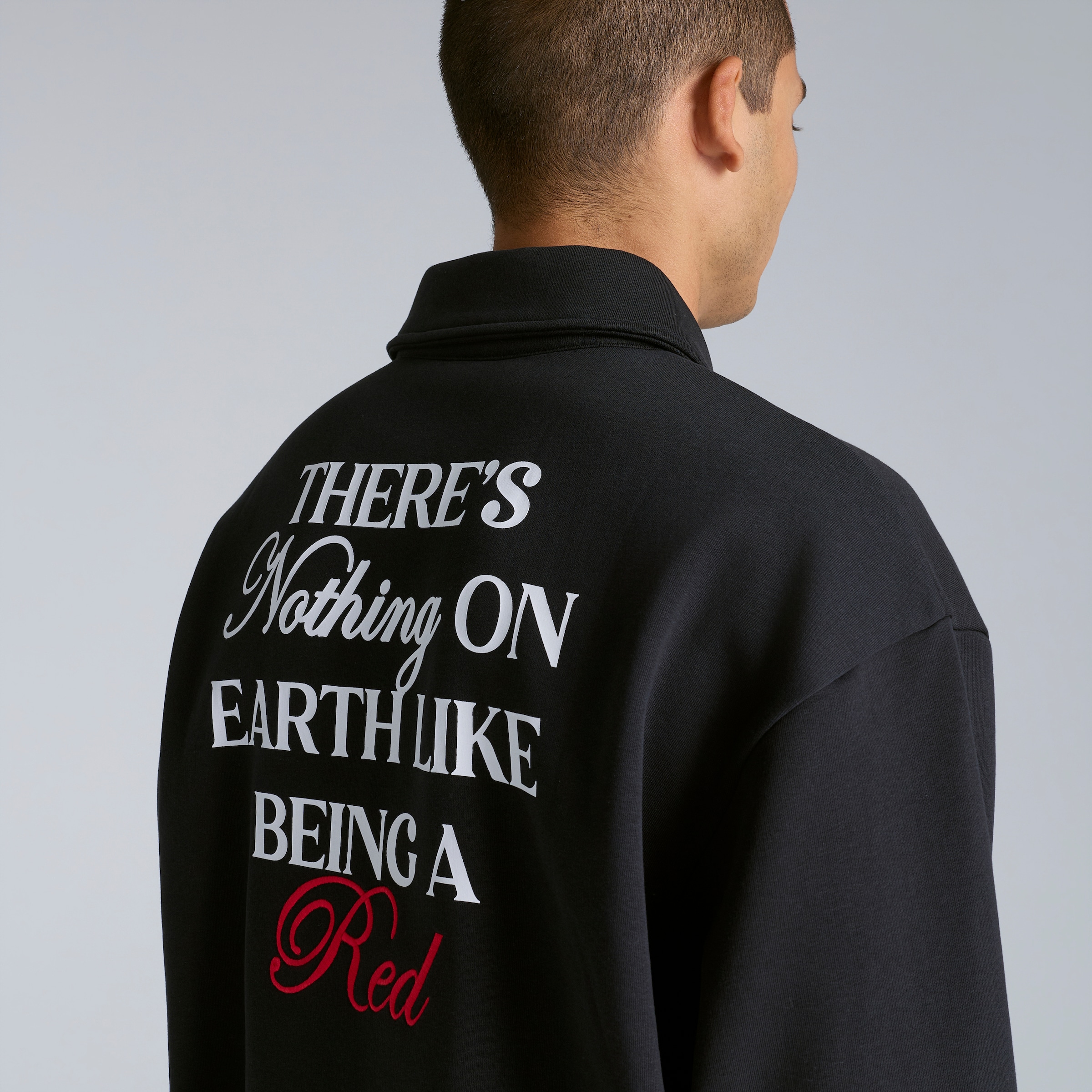 Manchester United There's Nothing on Earth Like Being a Red Quarter Zip Sweatshirt Black Negro Detalle [5-5]