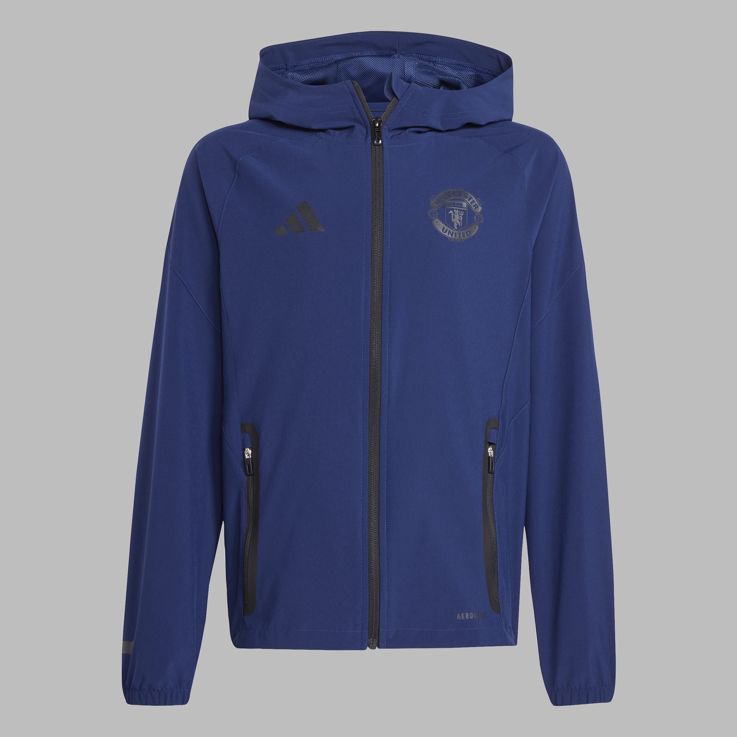 Manchester United Kids Tiro 24 Competition Vis Tech Travel Jacket Blue Blue