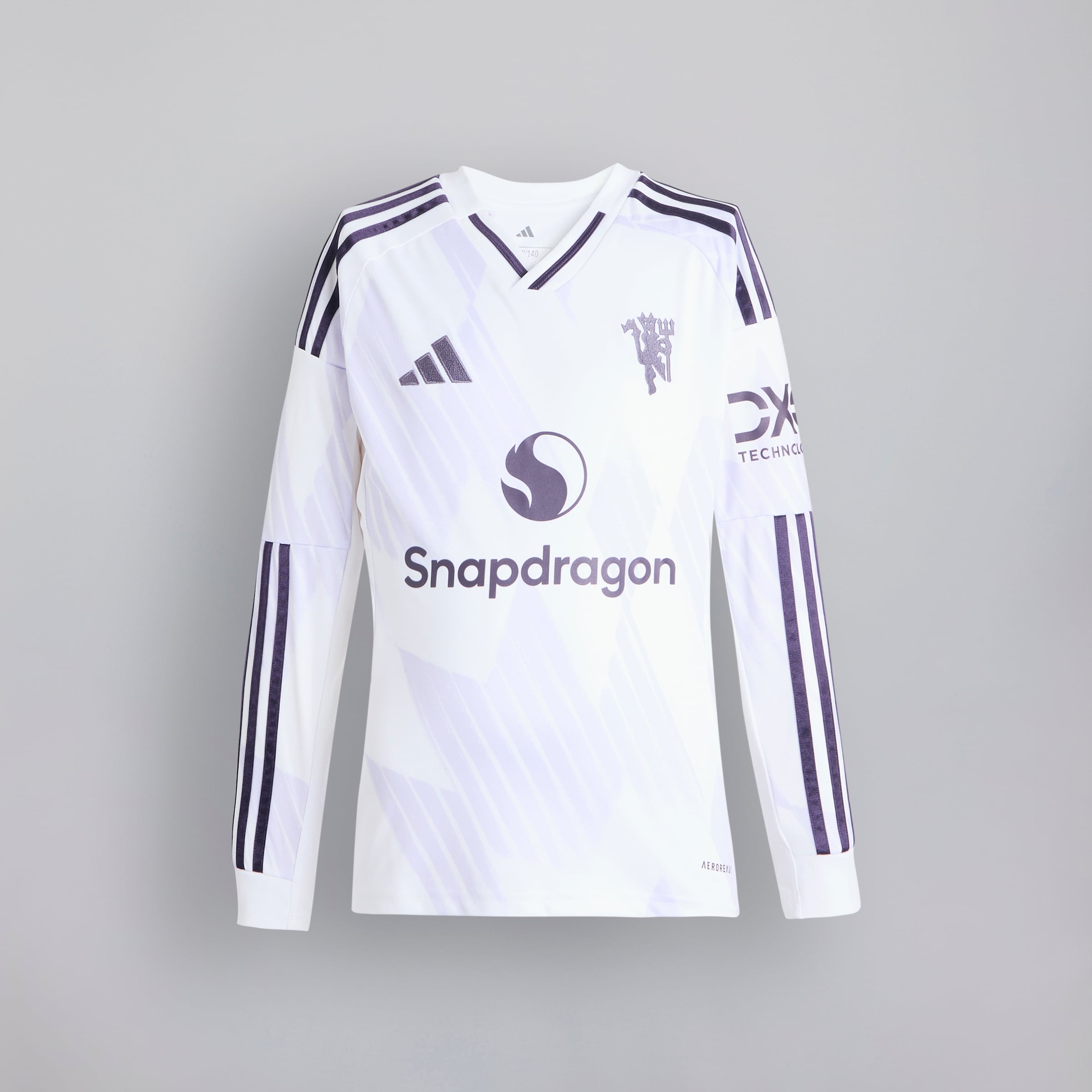 Manchester United 25/26 Long Sleeve Away Jersey Kids Blanc Détail [8-9]