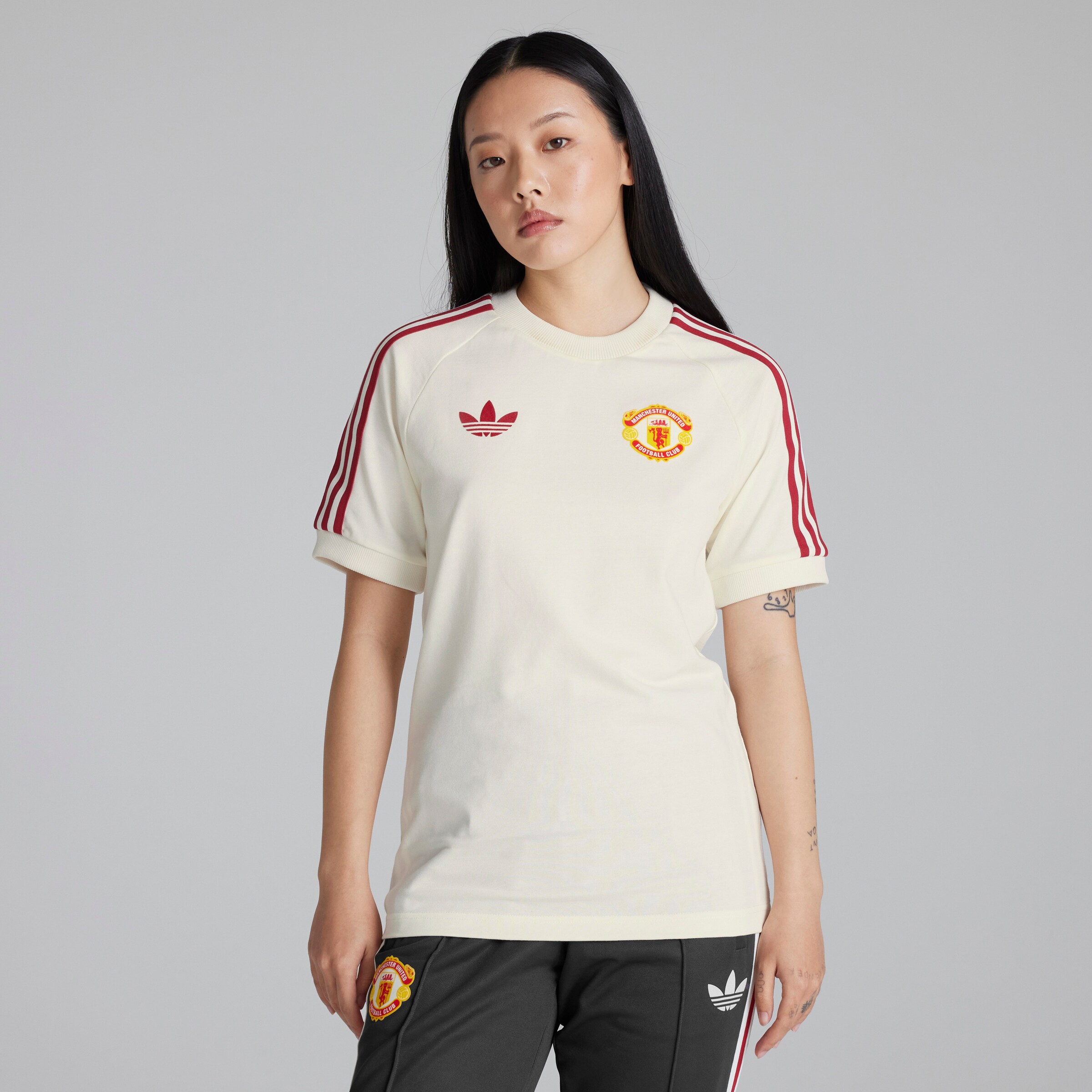 Buy Manchester United x adidas Originals Adicolor Classics 3 Stripes T Shirt White Manchester United Store