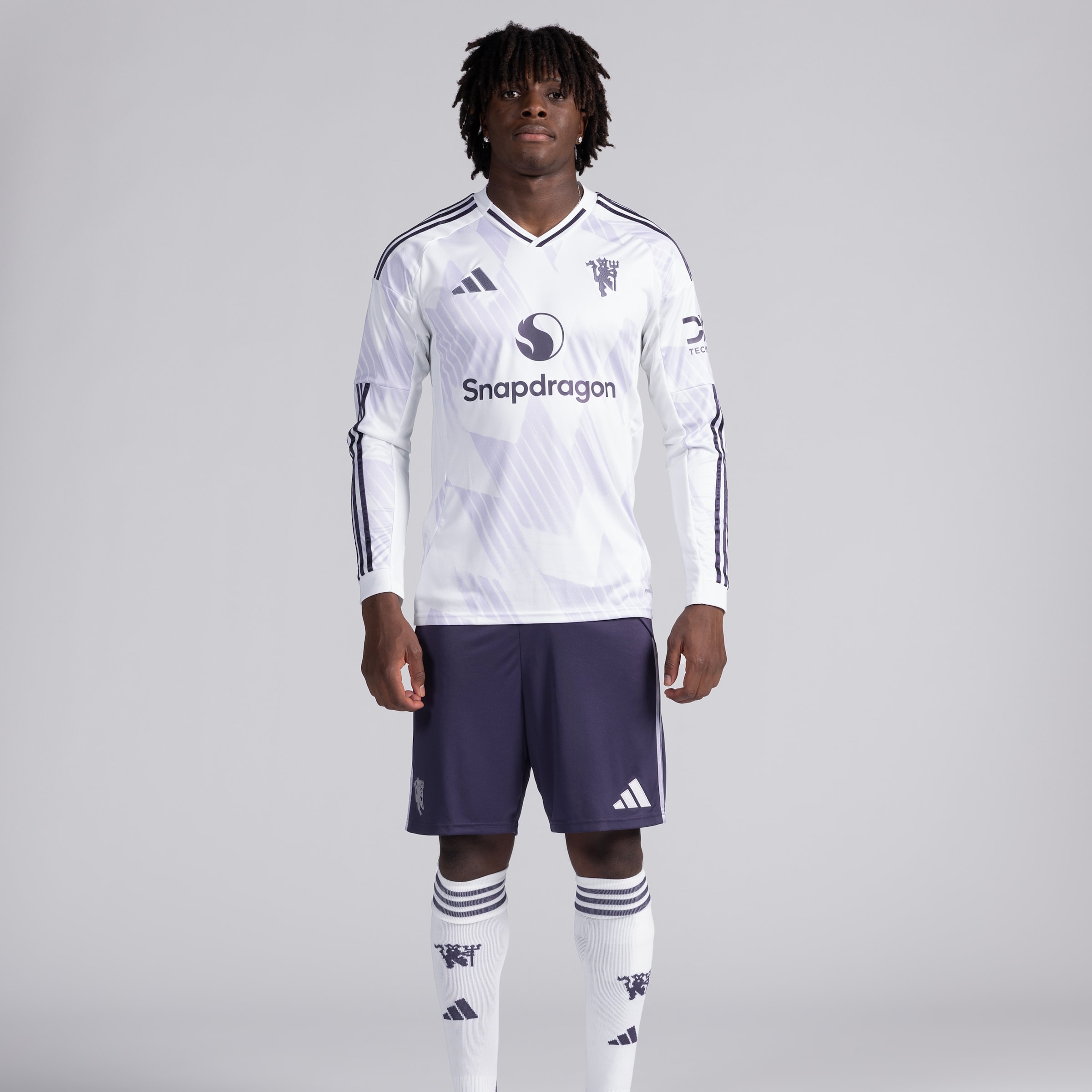 Manchester United 25/26 Long Sleeve Away Jersey Blanc Détail [3-5]