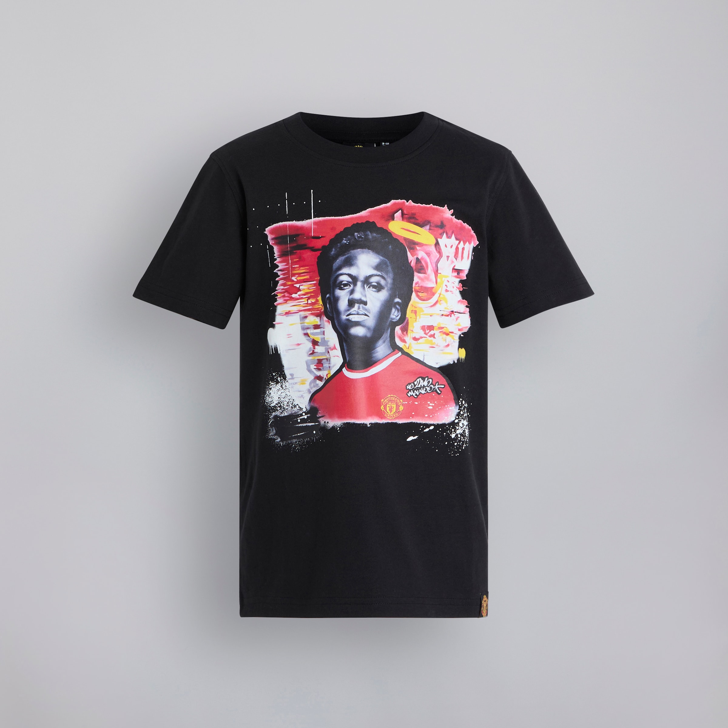 Manchester United Kids Graffiti Mainoo T-Shirt Black Black Detail [1-2]
