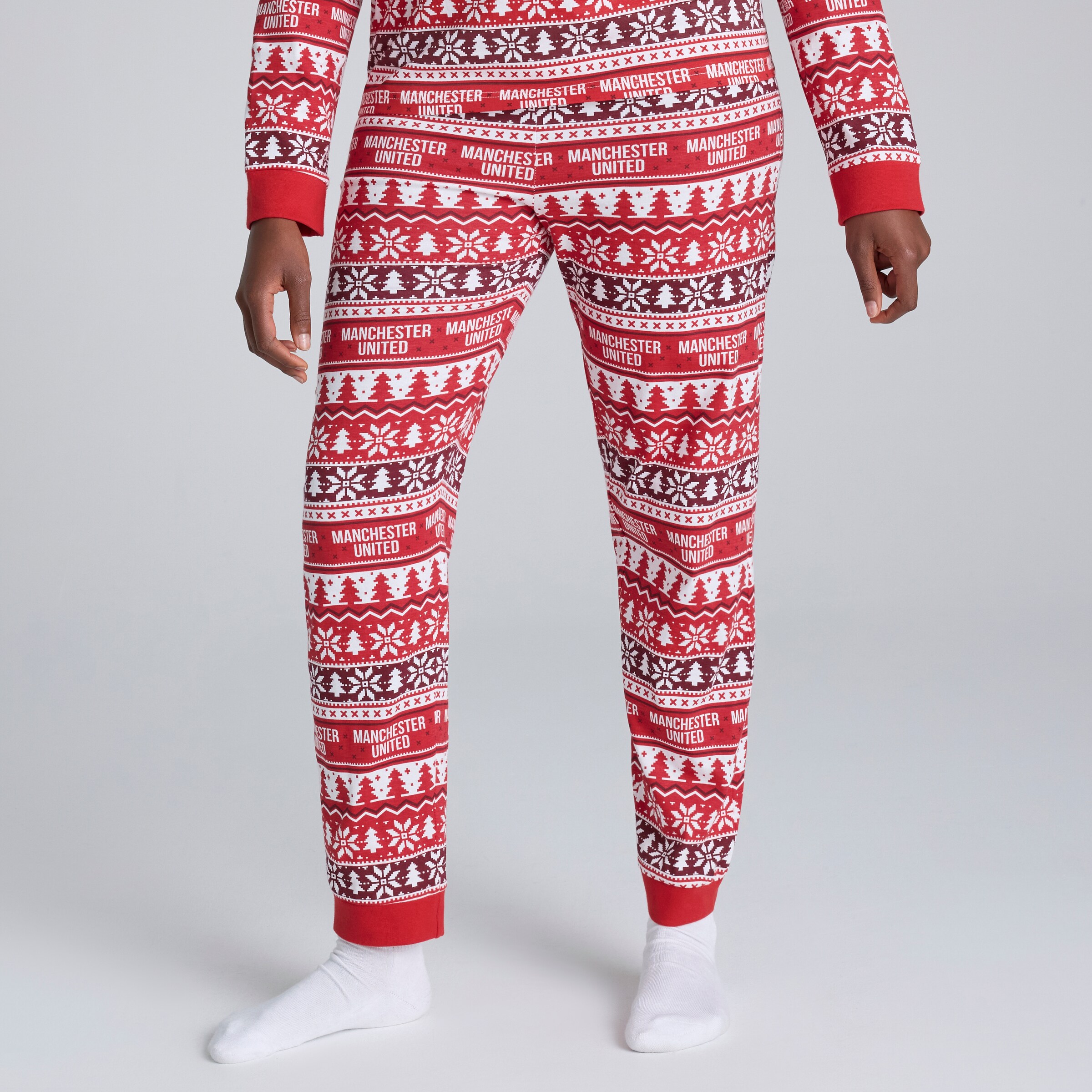 Manchester United Womens Christmas Fairisle Pyjama Red Red Detail [4-6]