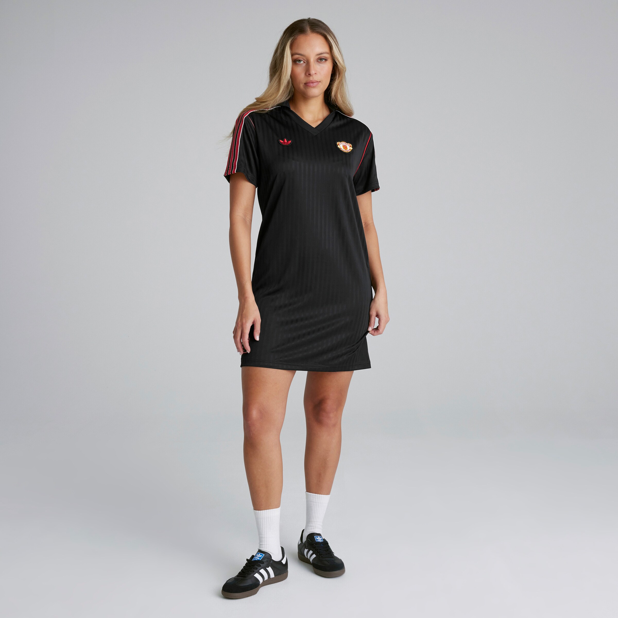 Manchester United x adidas Womens Terrace Icons Dress Black Black Detail [3-7]