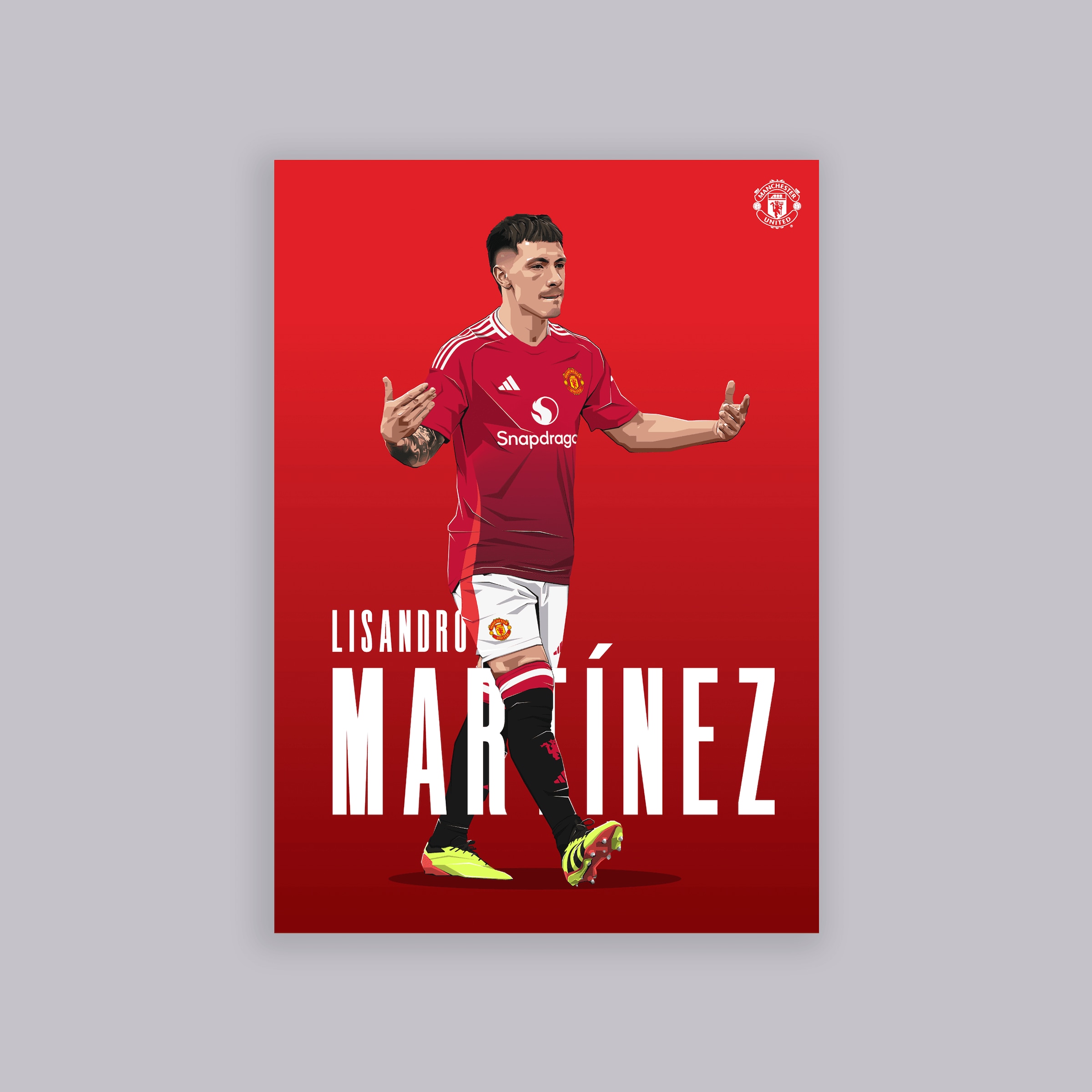 Manchester United Martinez Illustrated A2 Poster Red