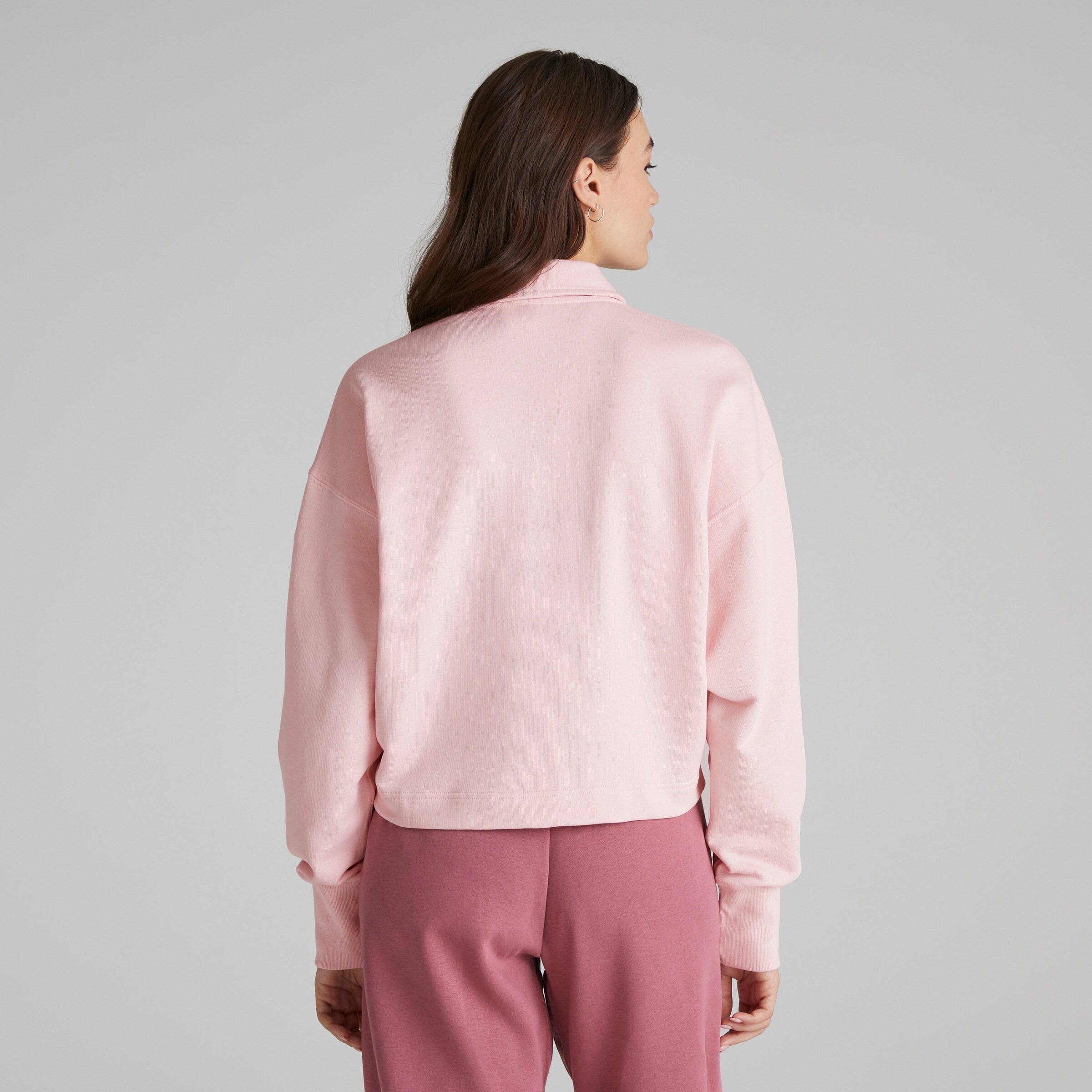 Manchester United x adidas Womens ALL SZN French Terry Polo Sweatshirt Pink Pink Detail [2-7]