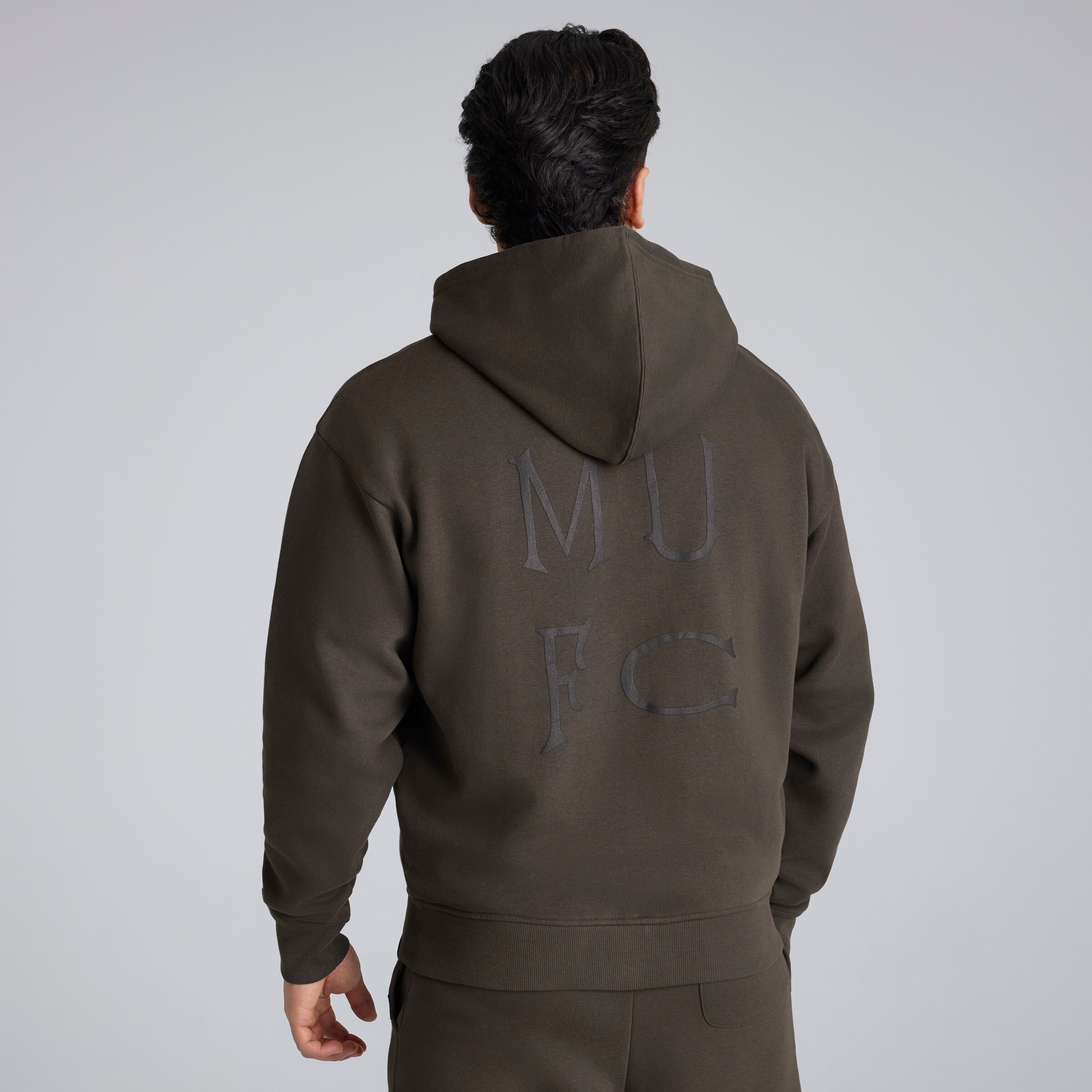 Manchester United Archive Full Zip Hoodie Charcoal Detail [2-6]