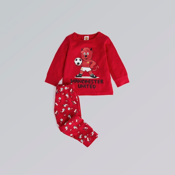 Manchester United Baby Long Sleeve Pyjama Top & Pants Set Red Rot