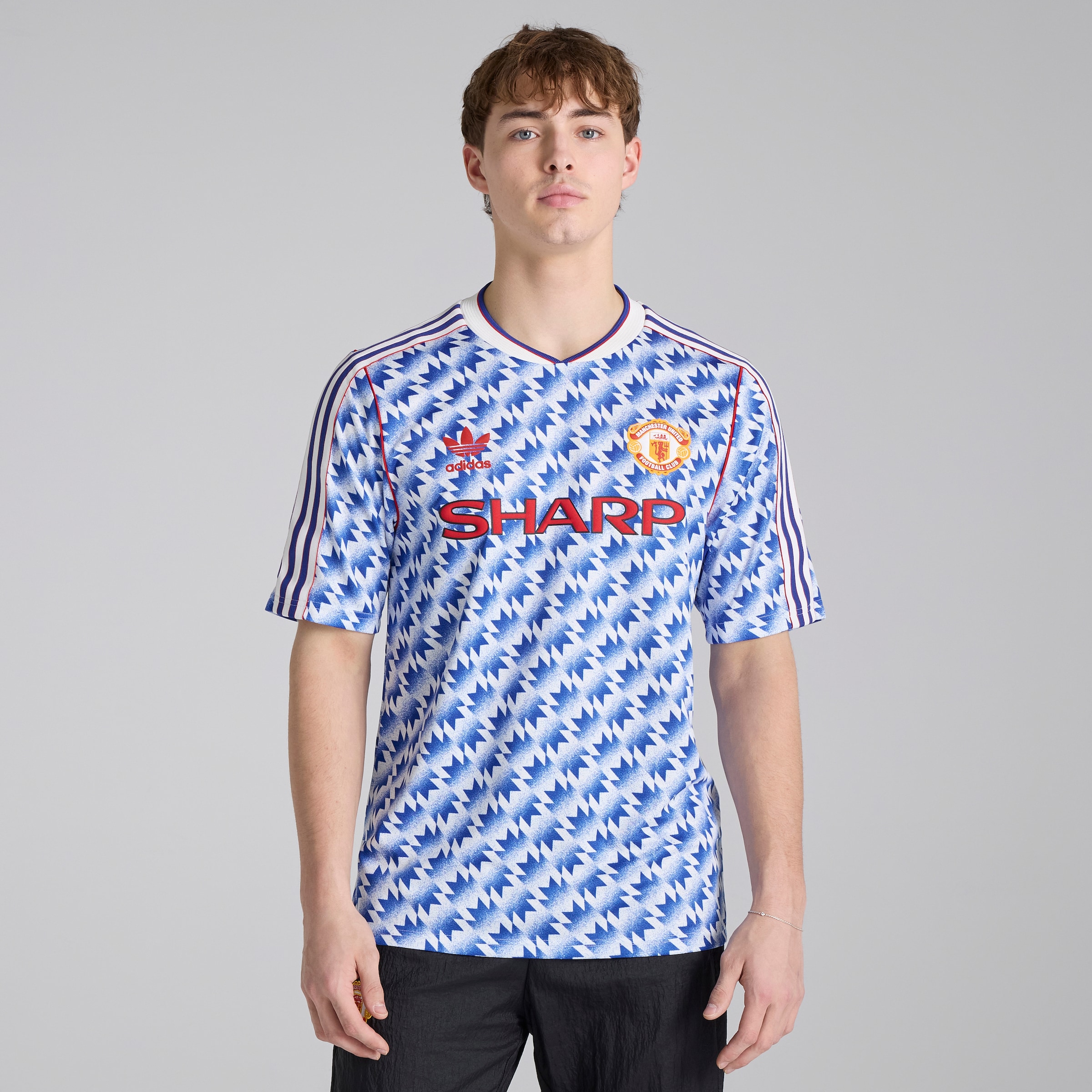 Manchester United x adidas Bringback 90/92 Away 11 Printed Jersey Blue Bleu Détail [2-8]