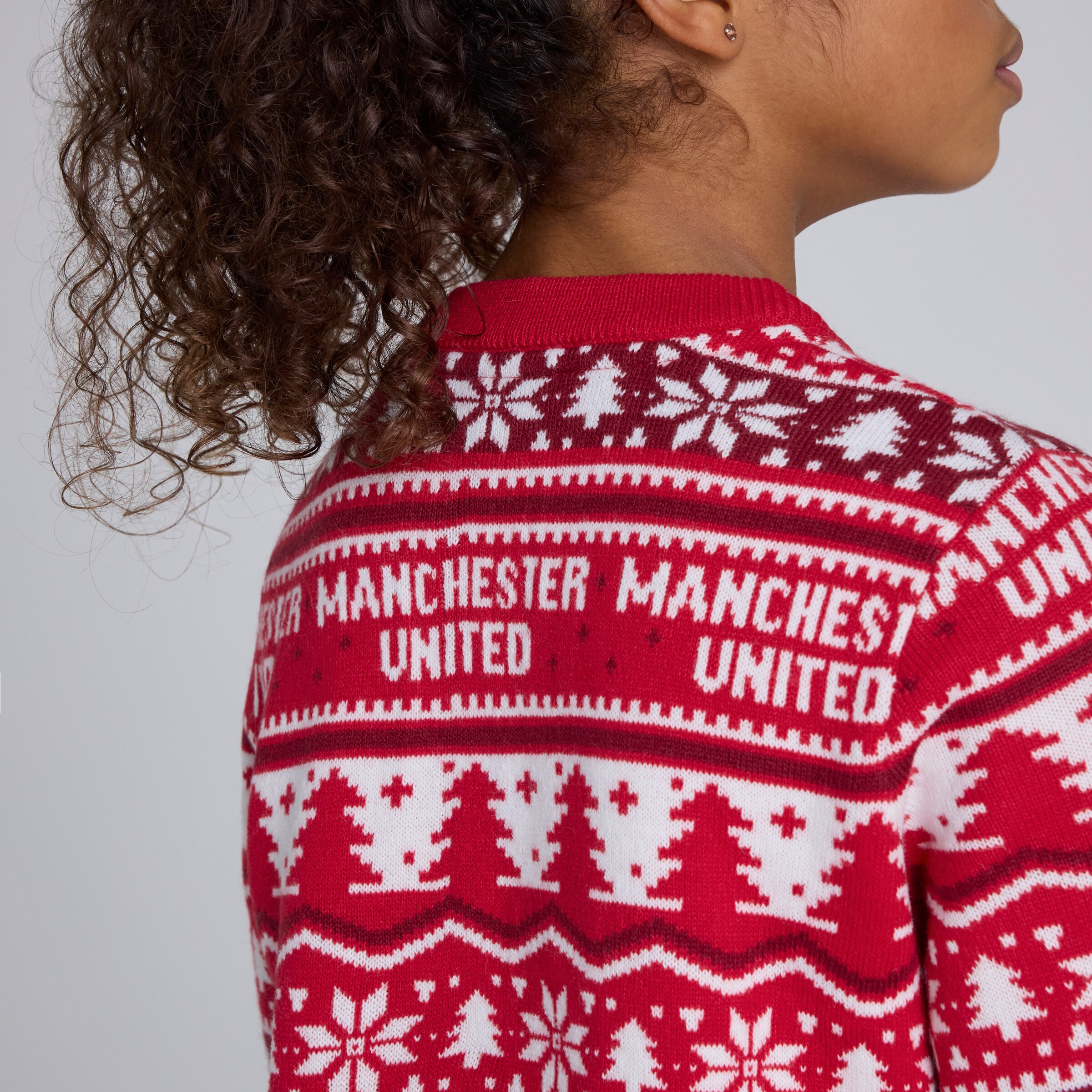 Manchester United Kids Christmas Fairisle Jumper Red Rot Detail [5-5]