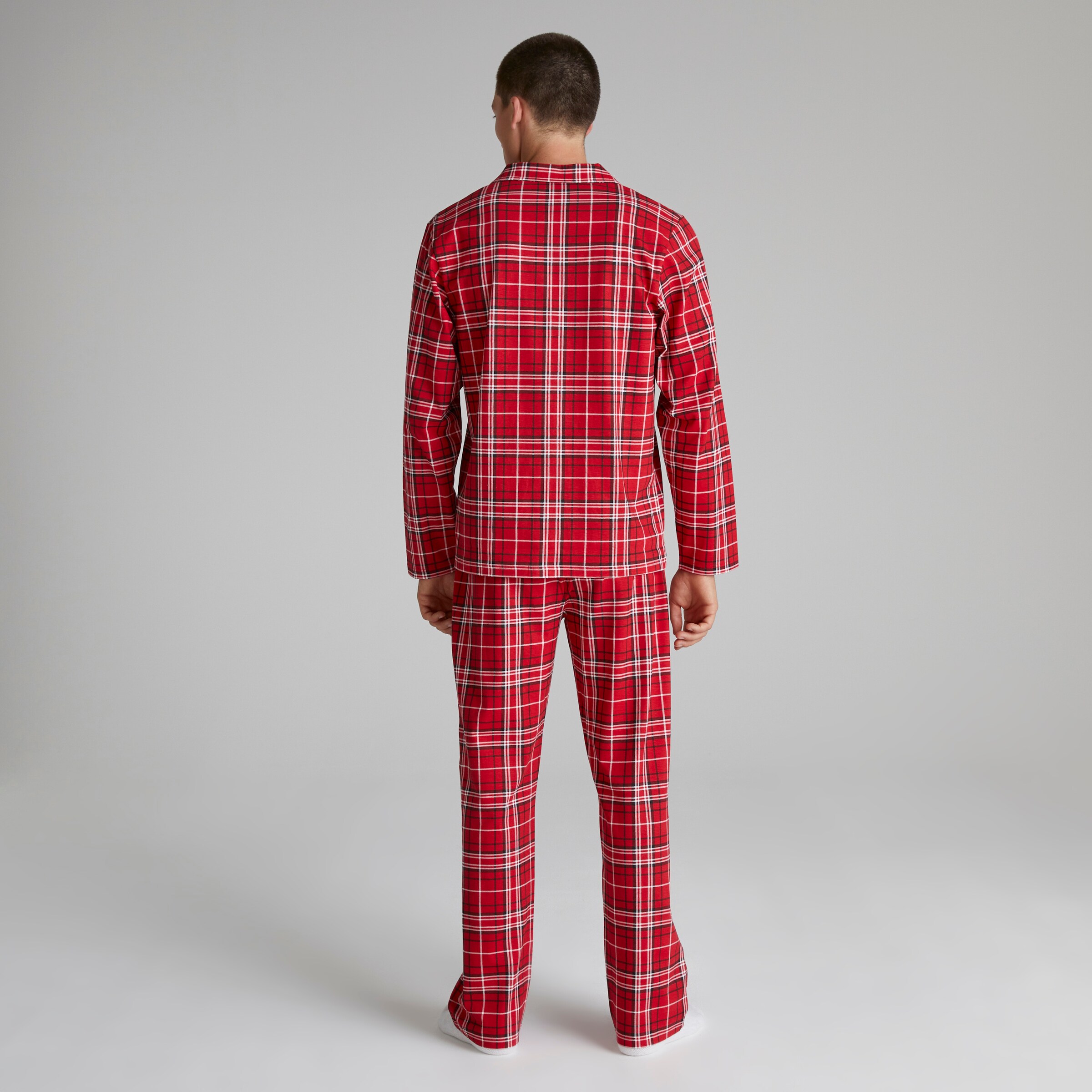 Manchester United Mens Check Long Sleeve Pyjama Set Red Red Detail [2-7]