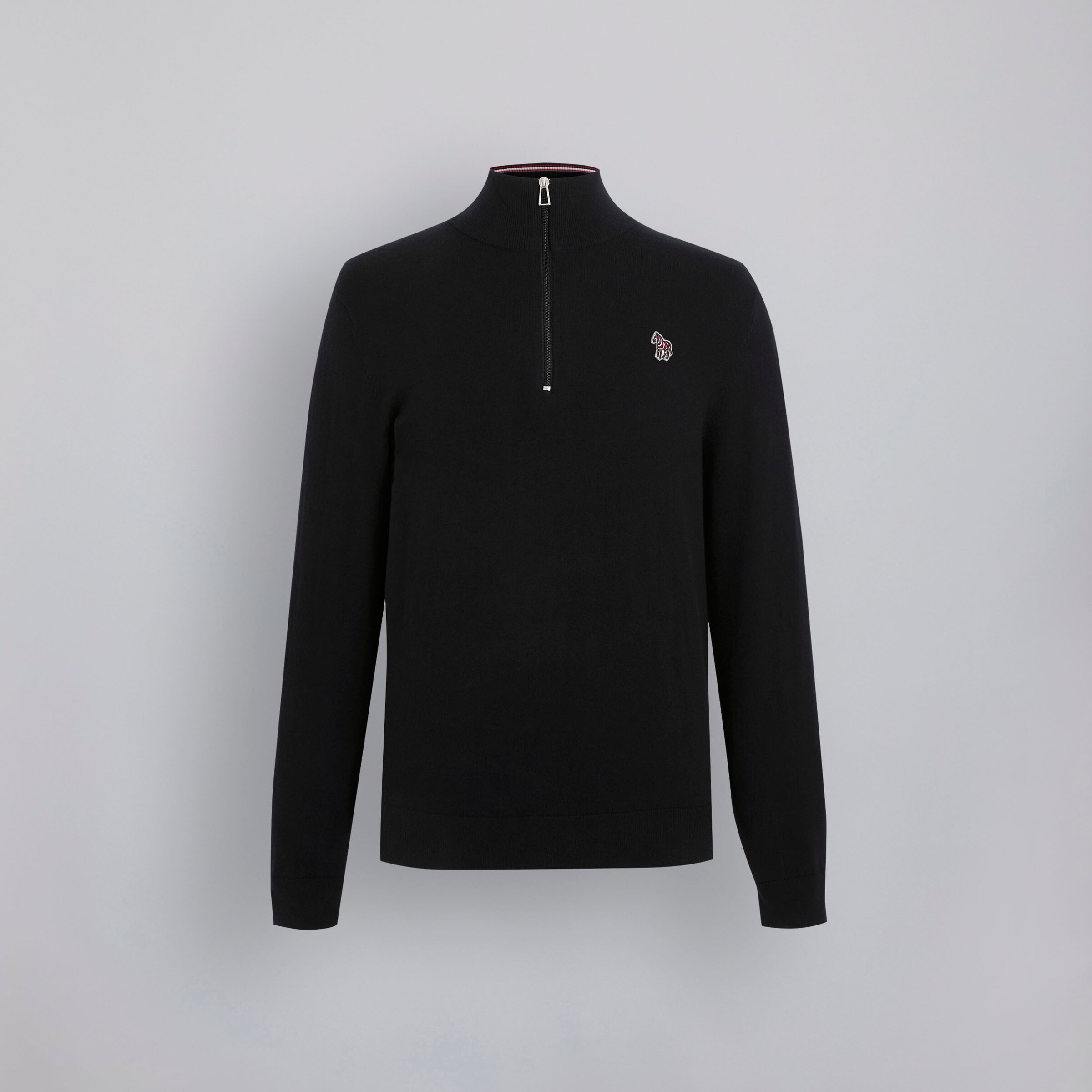 Manchester United x Paul Smith Mens Knitted 1/4 Zip Jumper Black Black Detail [6-7]