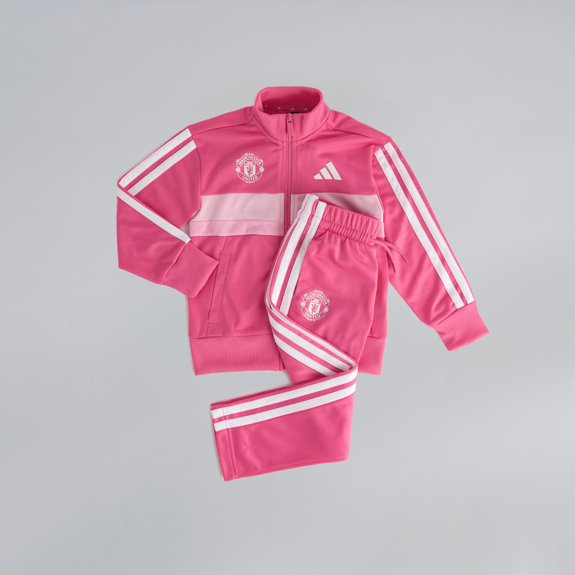 Manchester United x adidas Little Kids Essentials Tiberio 3-Stripes Tracksuit Pink Pink