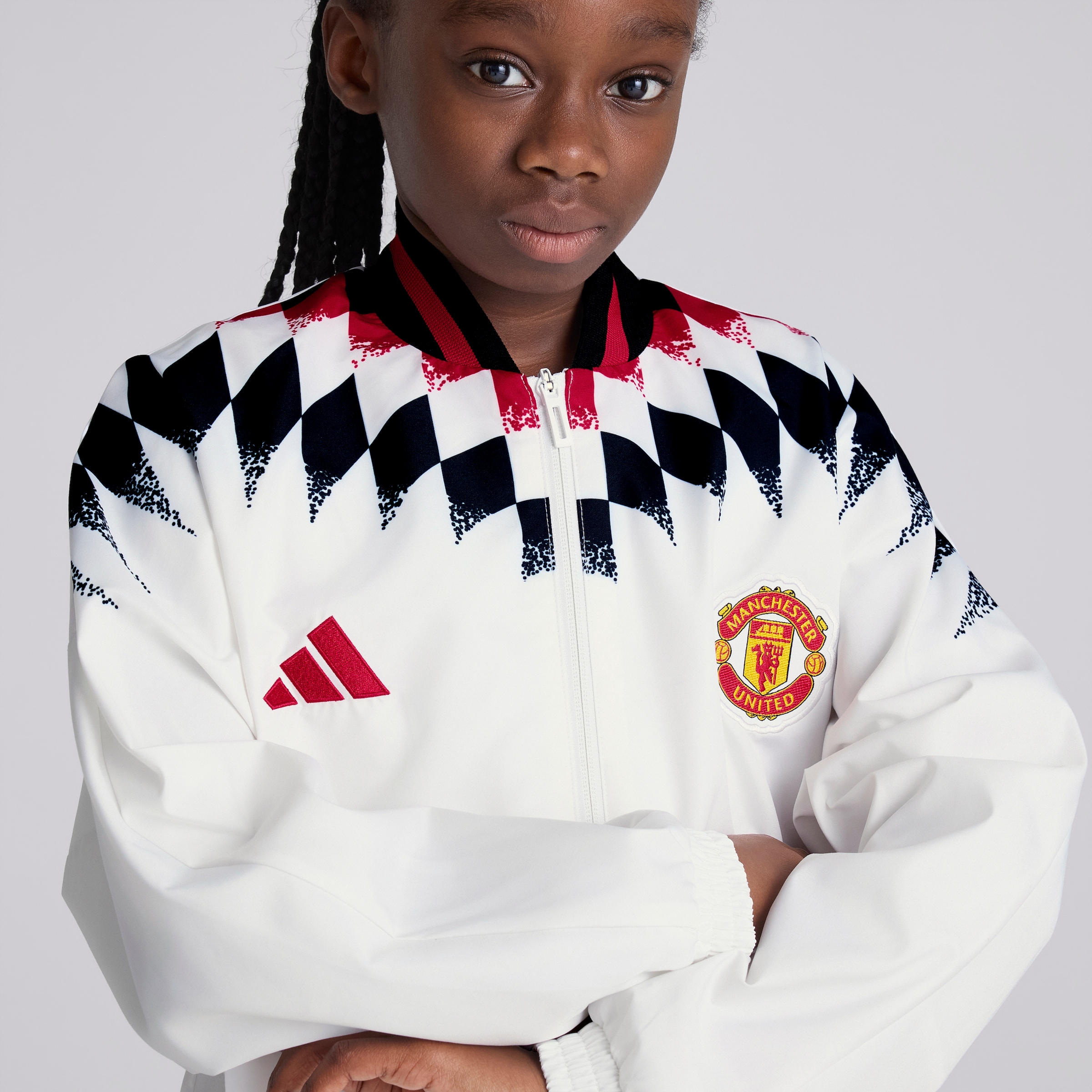 Manchester United x adidas Kids Stadium Track Top White White Detail [6-6]