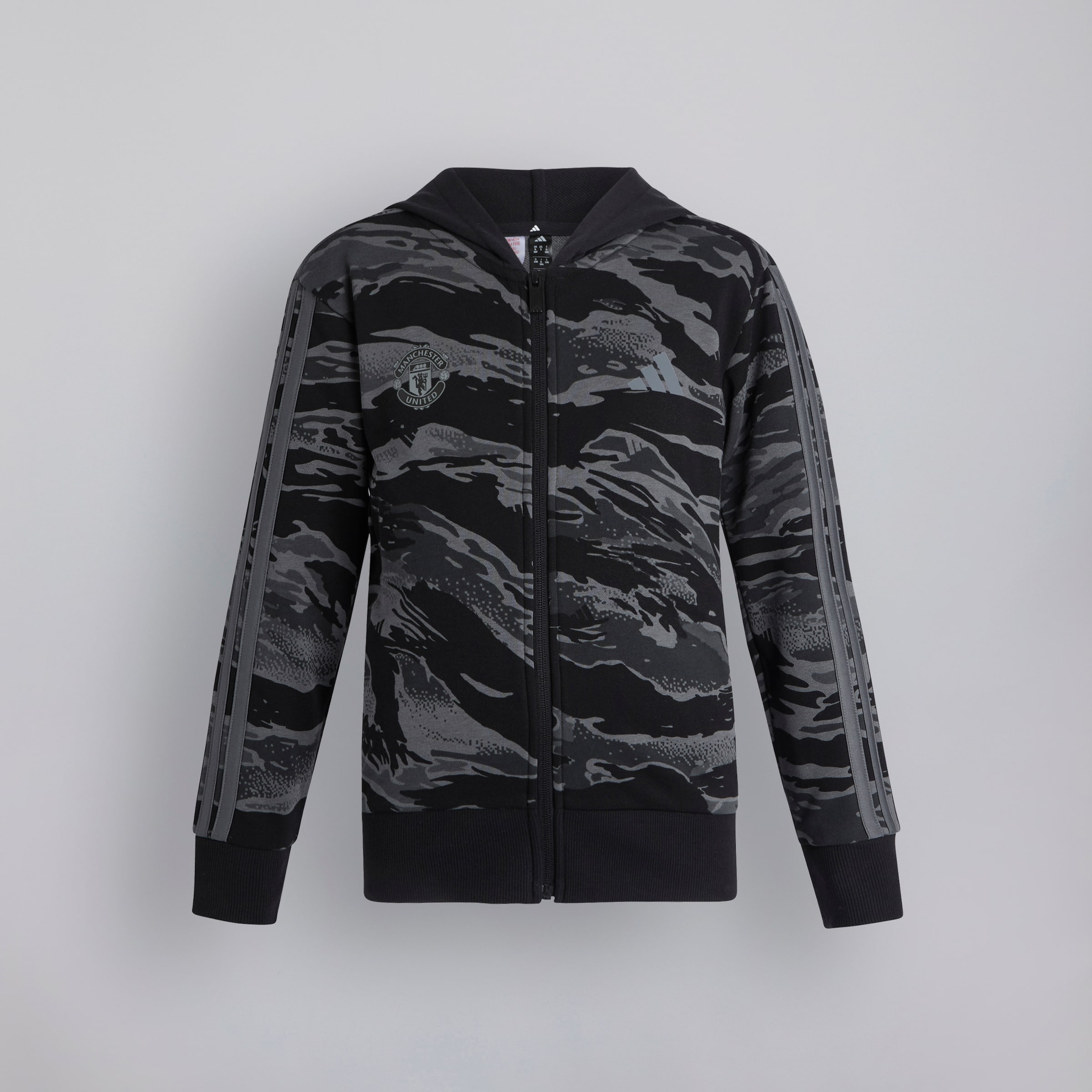 Manchester United x adidas Kids Essentials Camo Full Zip Hoodie Black Black