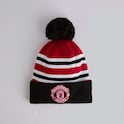 Manchester United x New Era Bar Stripe Bobble Beanie Red