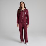Manchester United Womens Button Through Pyjama Set Burgundy