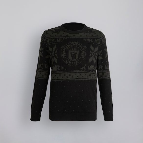 Manchester United Blackout Fairisle Christmas Jumper Black Black