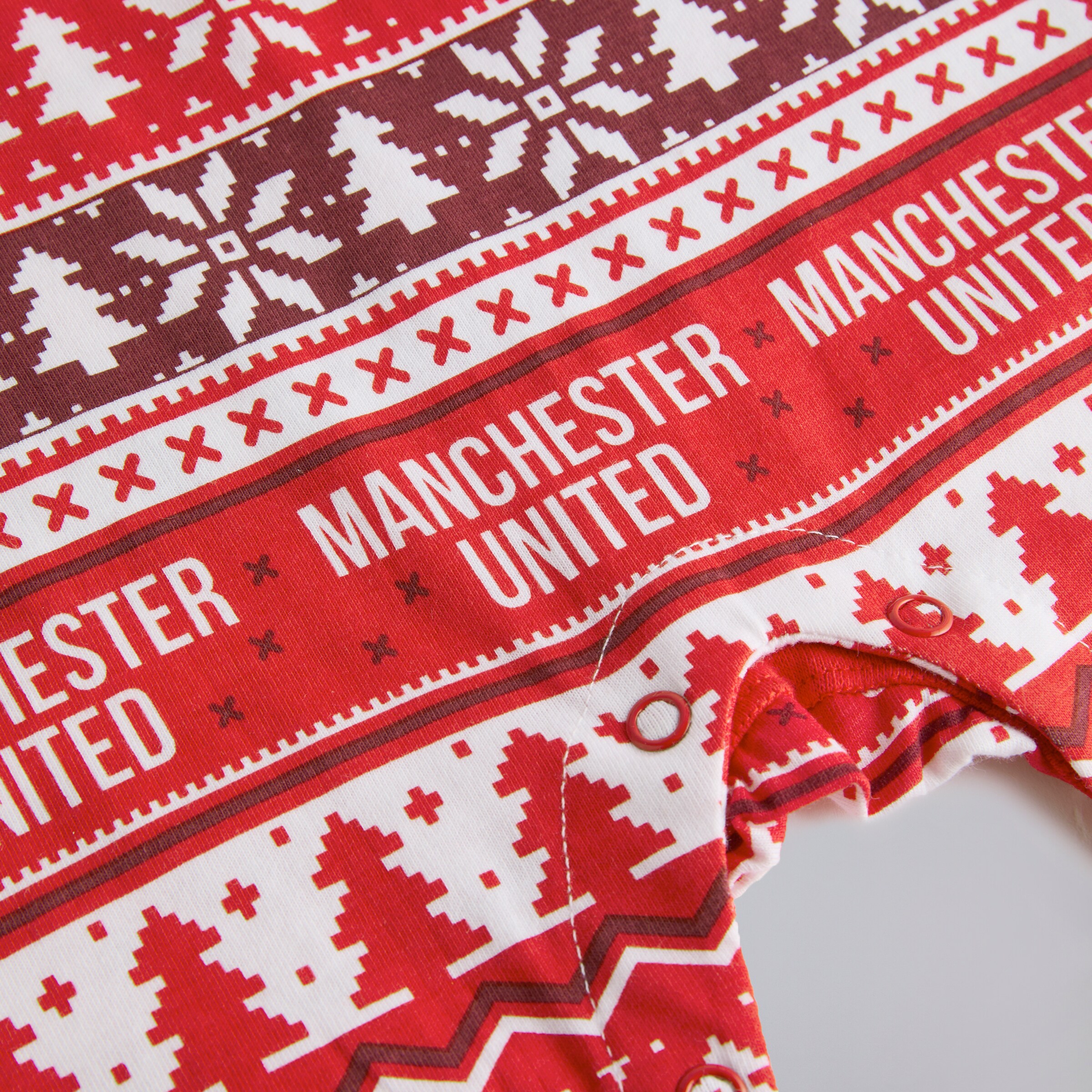 Manchester United Baby Christmas Fairisle Sleepsuit Red Rouge Détail [4-4]