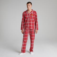 Manchester United Mens Check Long Sleeve Pyjama Set Red