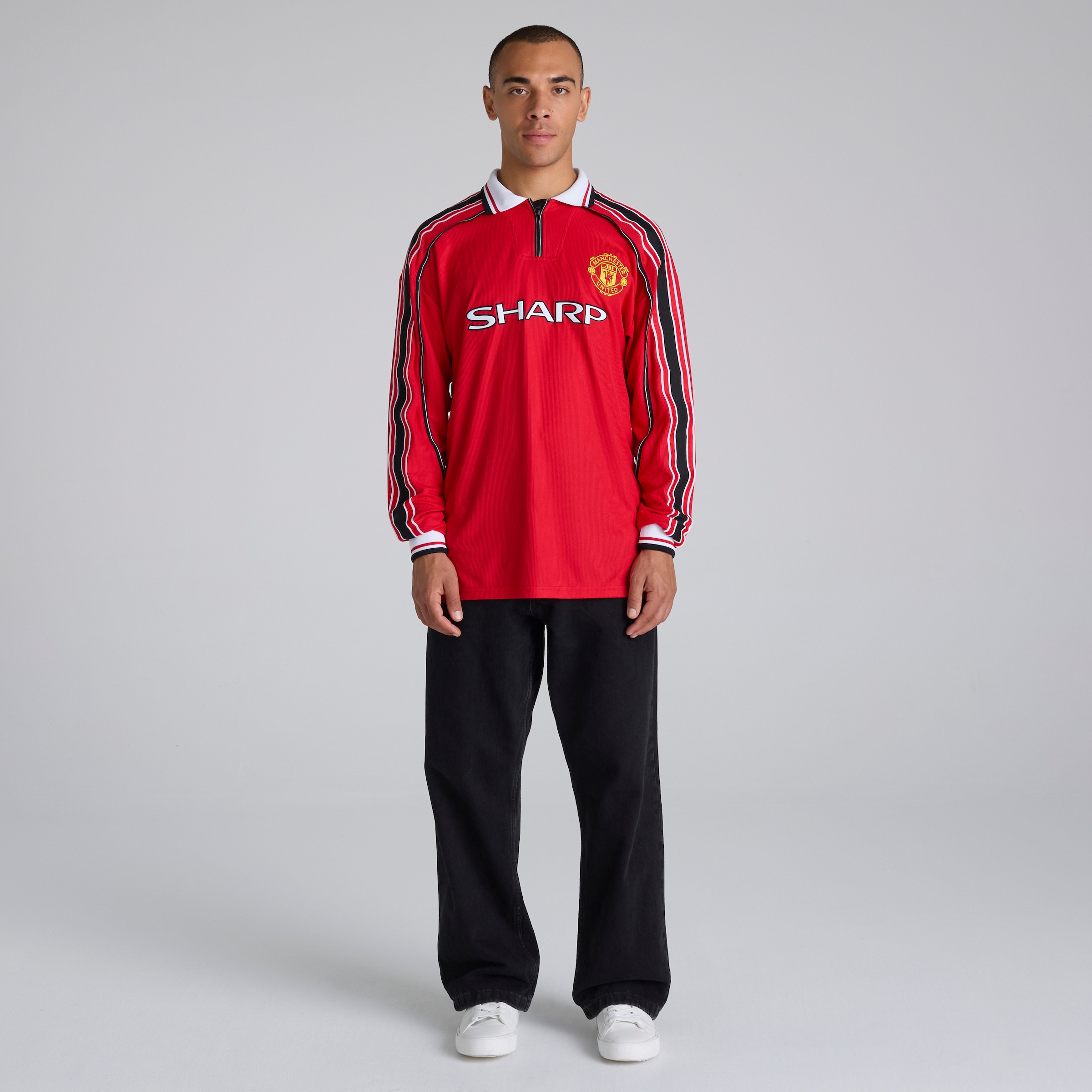 Manchester United Long Sleeve 1998-00 Home Shirt Red Rouge Détail [3-5]
