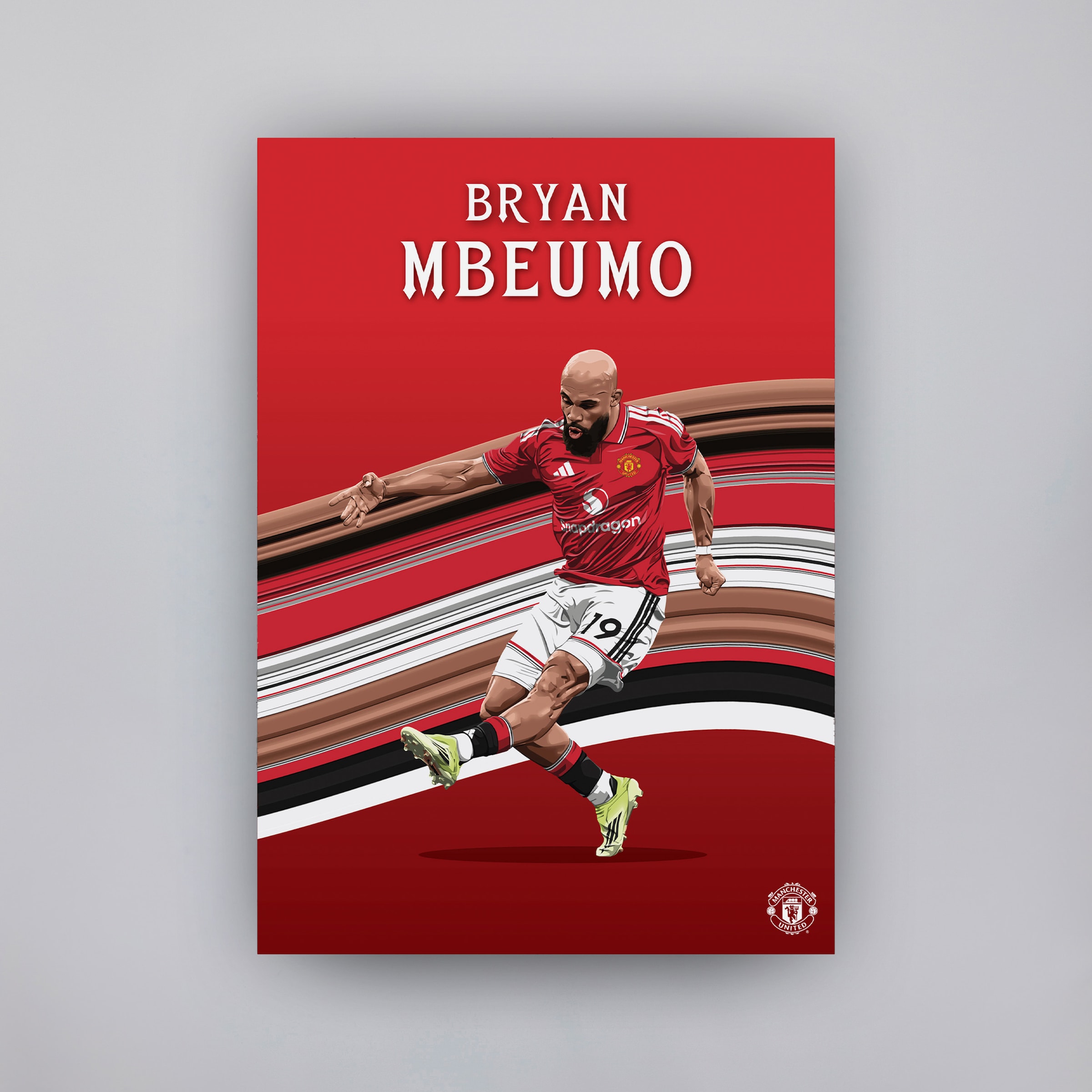 Manchester United Mbeumo 26/27 Illustrated A2 Poster Red Red