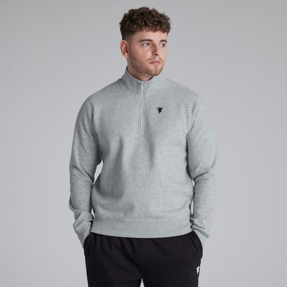 Manchester United Devil Essentials 1/4 Zip Sweatshirt Grey Grey