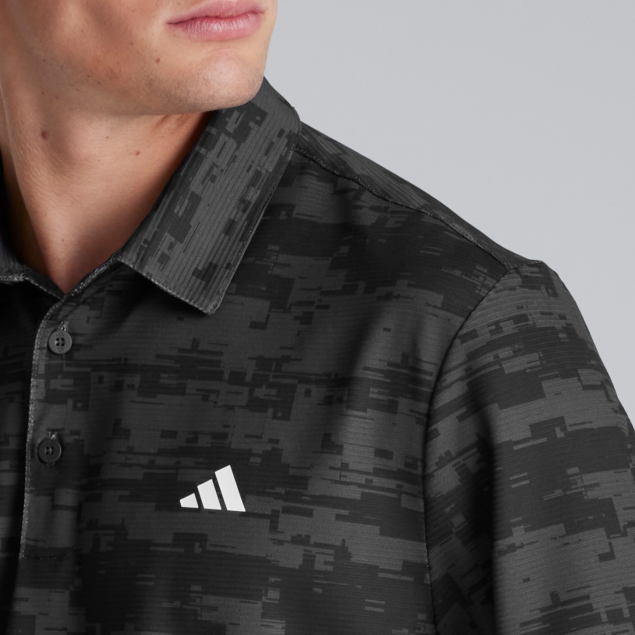 Manchester United x adidas Mens Golf Ultimate365 HEAT.RDY Stripe Polo Shirt Grey Grey Detail [4-7]