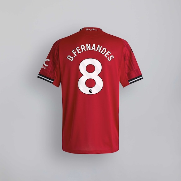 Manchester United 25/26 Home Kids Jersey with Fernandes 8 EPL Printing & Badge 빨간색