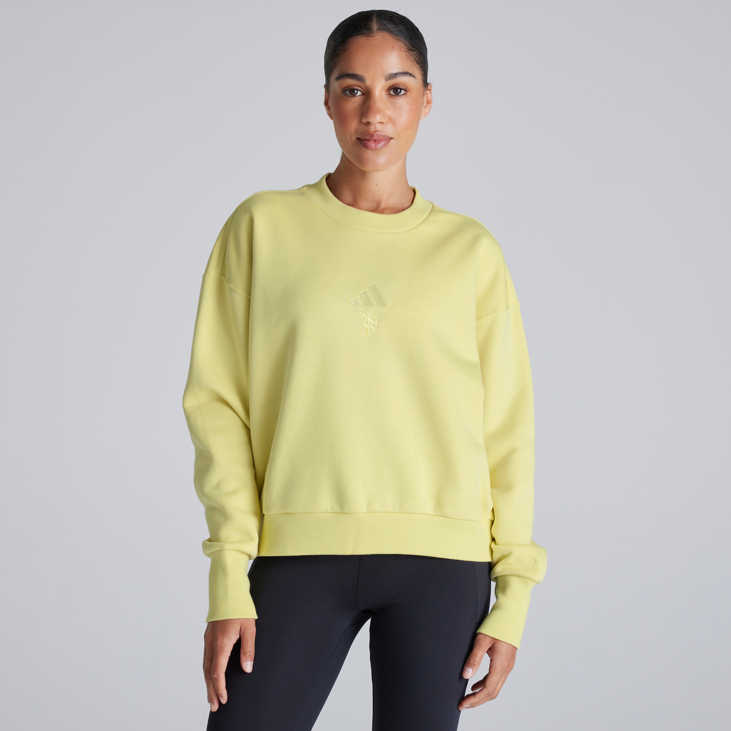 Manchester United x adidas Womens ALL SZN Fleece Sweatshirt Yellow Yellow