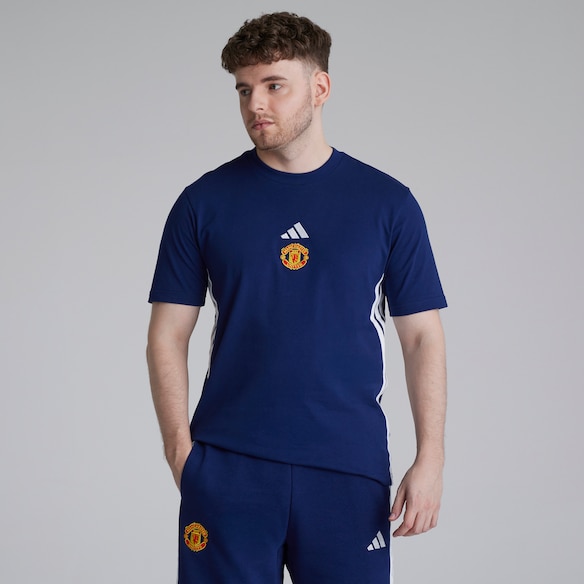 Manchester United x adidas Essentials 3-Stripes Single Jersey T-Shirt Blue Blue