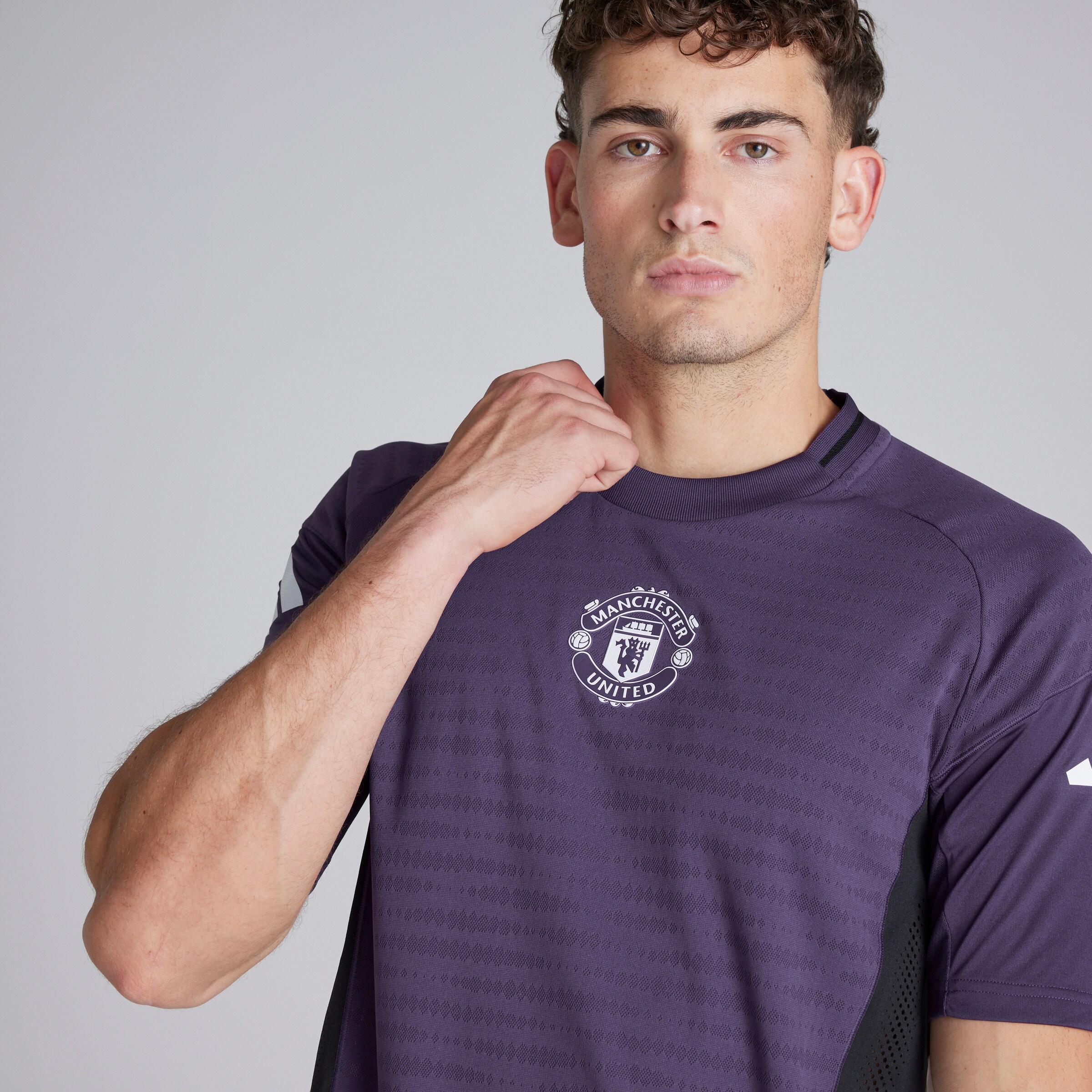 Manchester United Tiro 25 Pro Training Jersey Violet Détail [5-6]