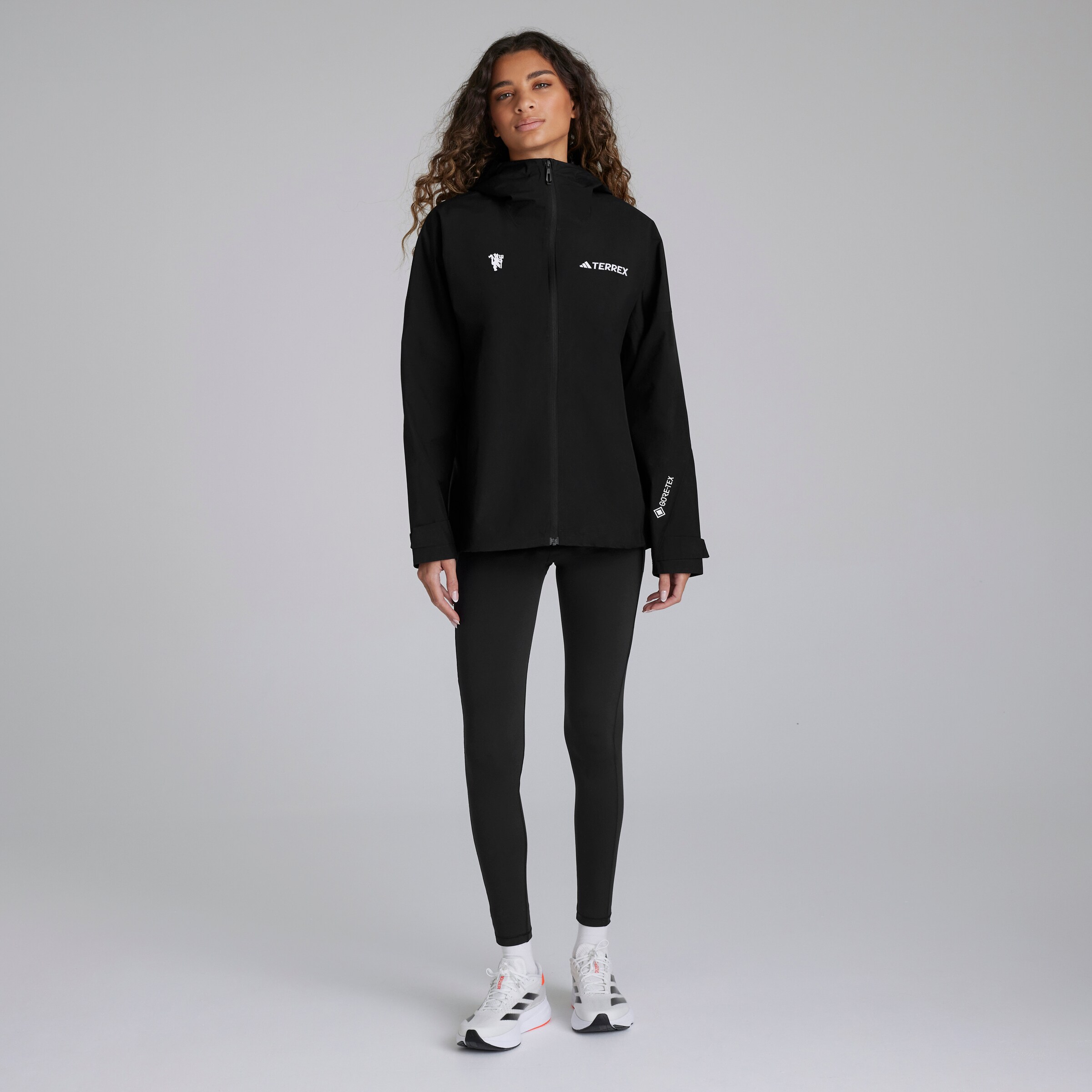 Manchester United x adidas Womens Terrex Xperior 2L GORE-TEX Performance Jacket Black Black Detail [3-5]