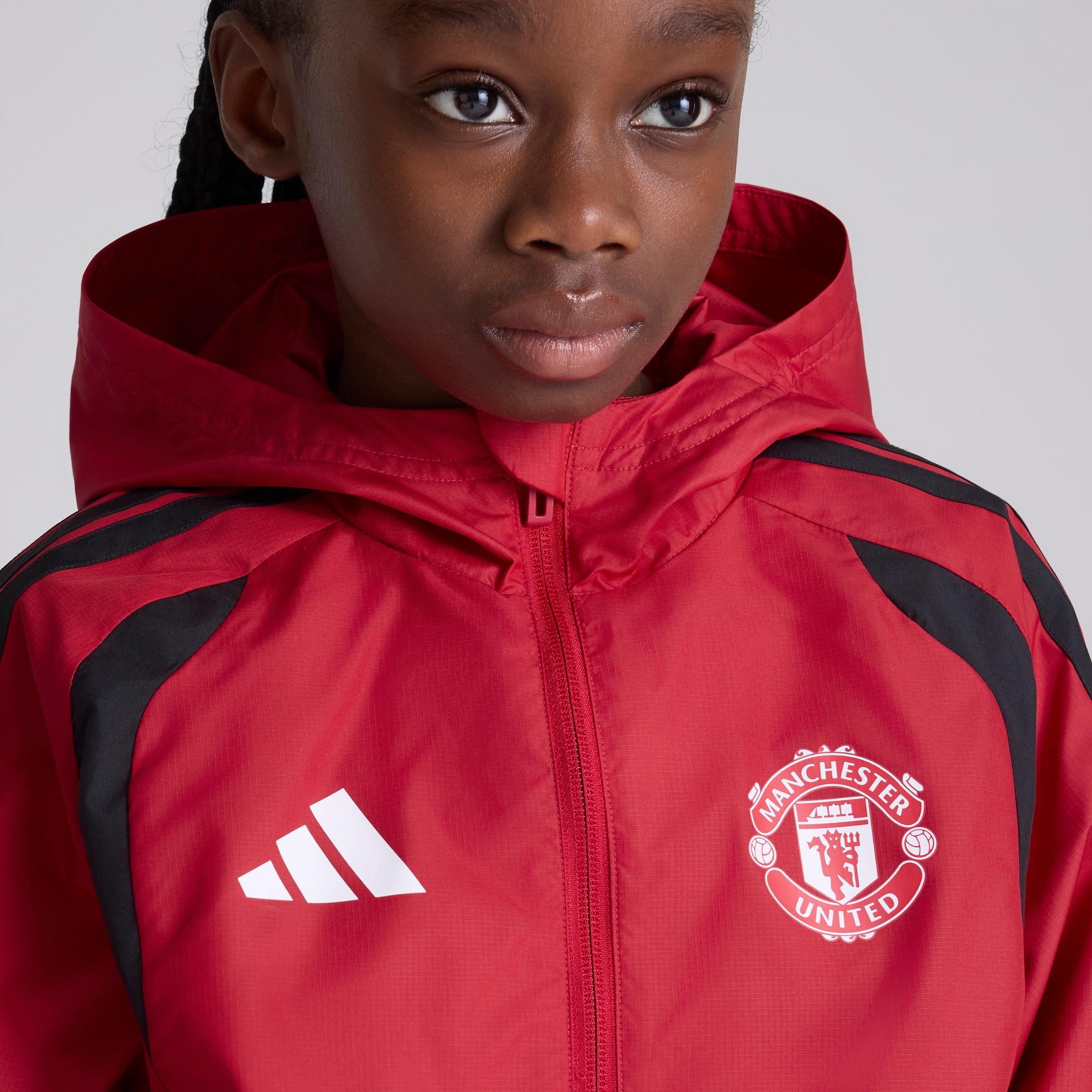 Manchester United Kids 26/27 Training Tiro All Weather Jacket Red Red Detail [5-6]