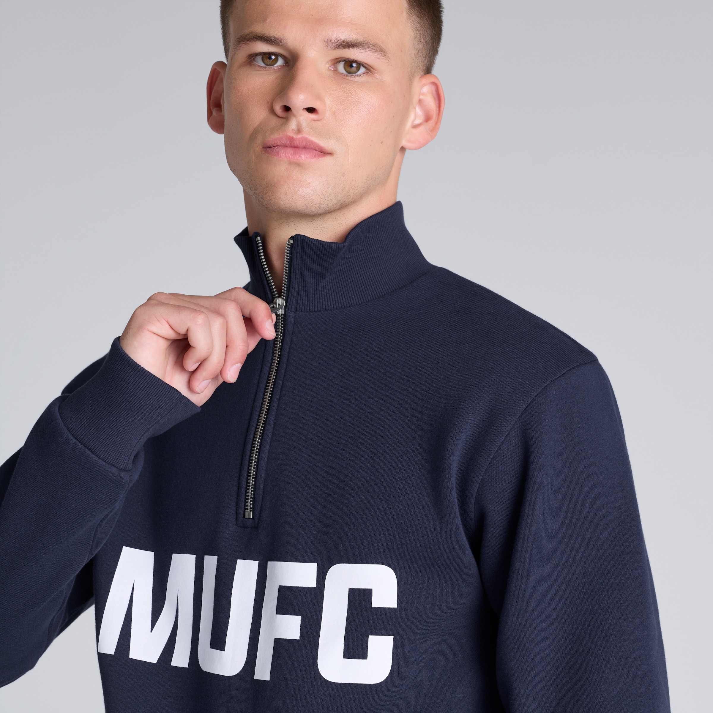 Manchester United MUFC Quarter Zip Sweatshirt Navy Navy blue Detail [4-5]