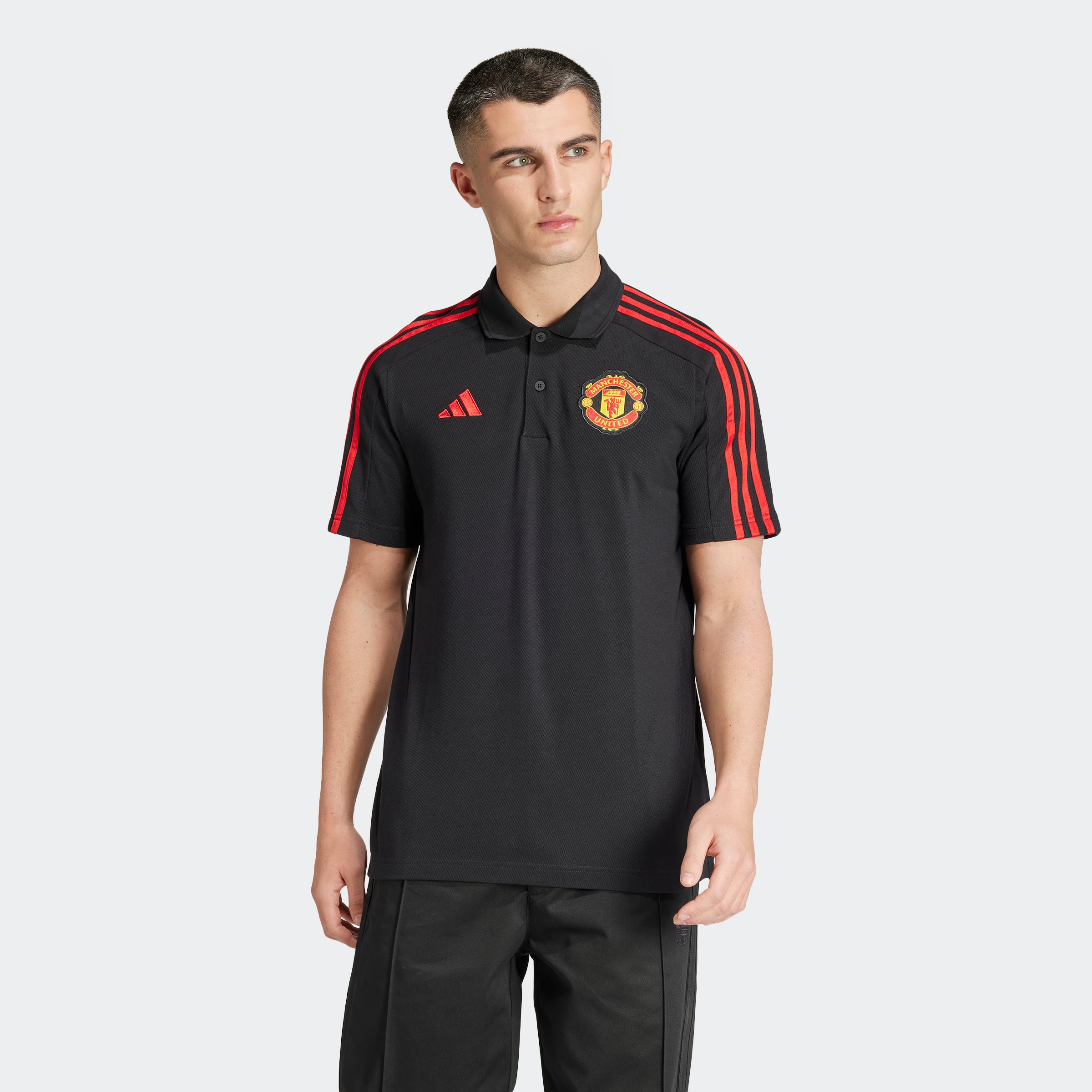 Manchester United x adidas Mens Manchester United DNA Polo Shirt Black