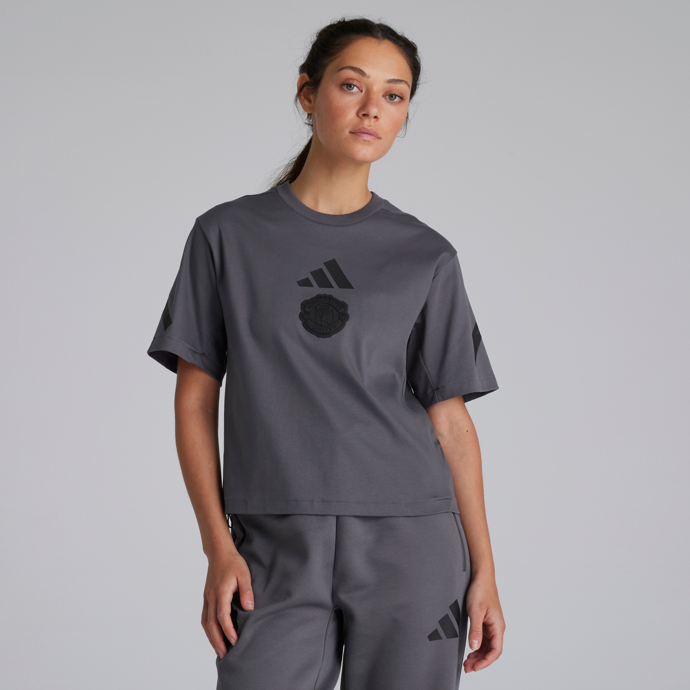 Buy Manchester United x adidas Womens Z.N.E. T-Shirt Grey