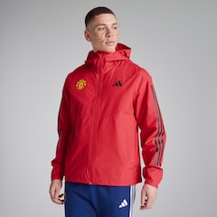 Manchester United x adidas Essentials 3-Stripes Rain Ready Jacket Red