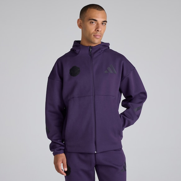Manchester United x adidas Z.N.E. Full-Zip Hooded Track Jacket Purple Purple