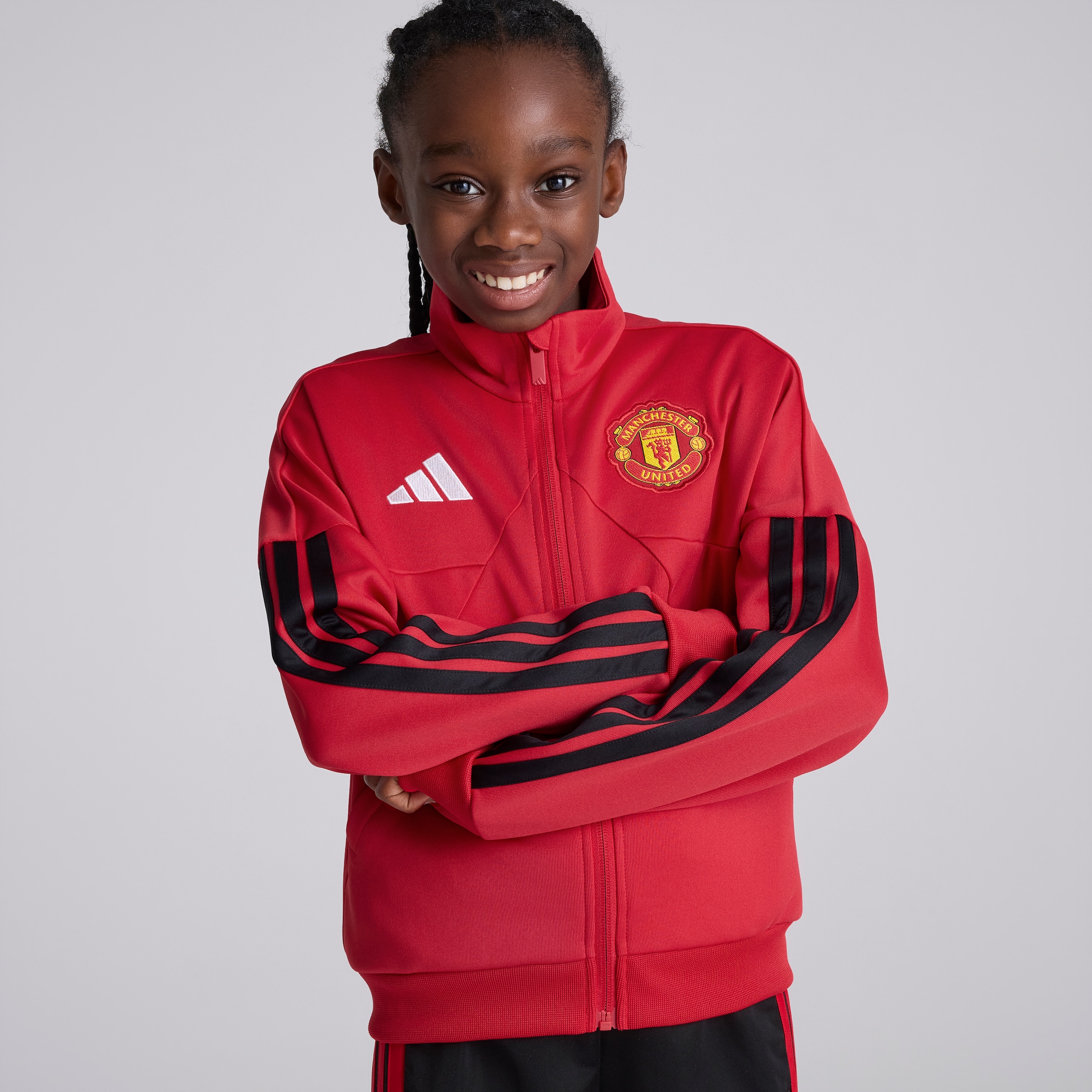 Manchester United x adidas Kids Track Top Red Red Detail [4-5]