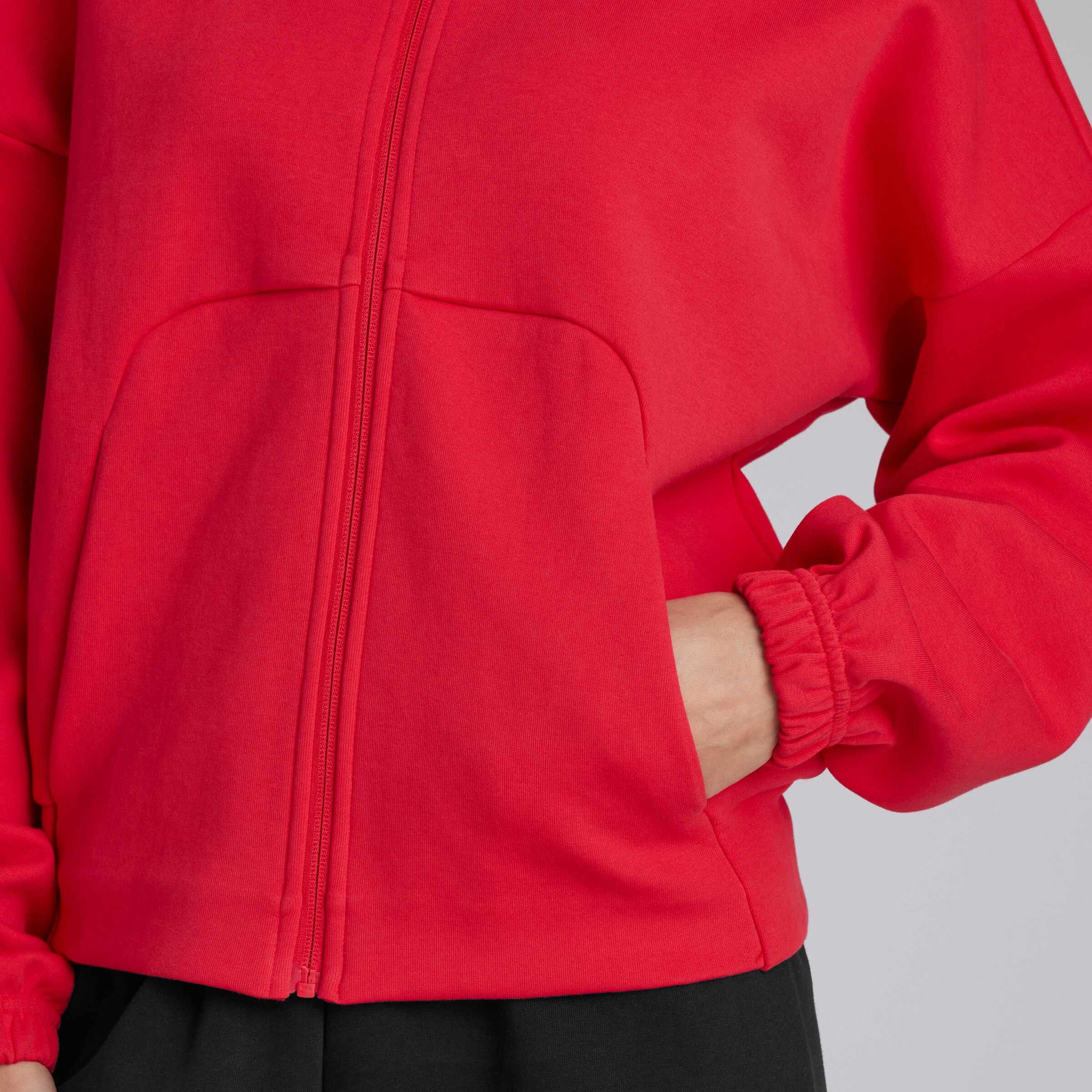 Manchester United x adidas Womens Future Icons Full Zip Hoodie Red Red Detail [4-5]