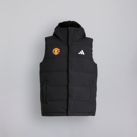 Manchester United x adidas Helionic CLIMAWARM Hooded Down Vest Black Black