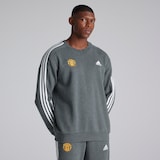 Manchester United x adidas Mens Essentials Fleece 3-Stripes Sweatshirt Grey